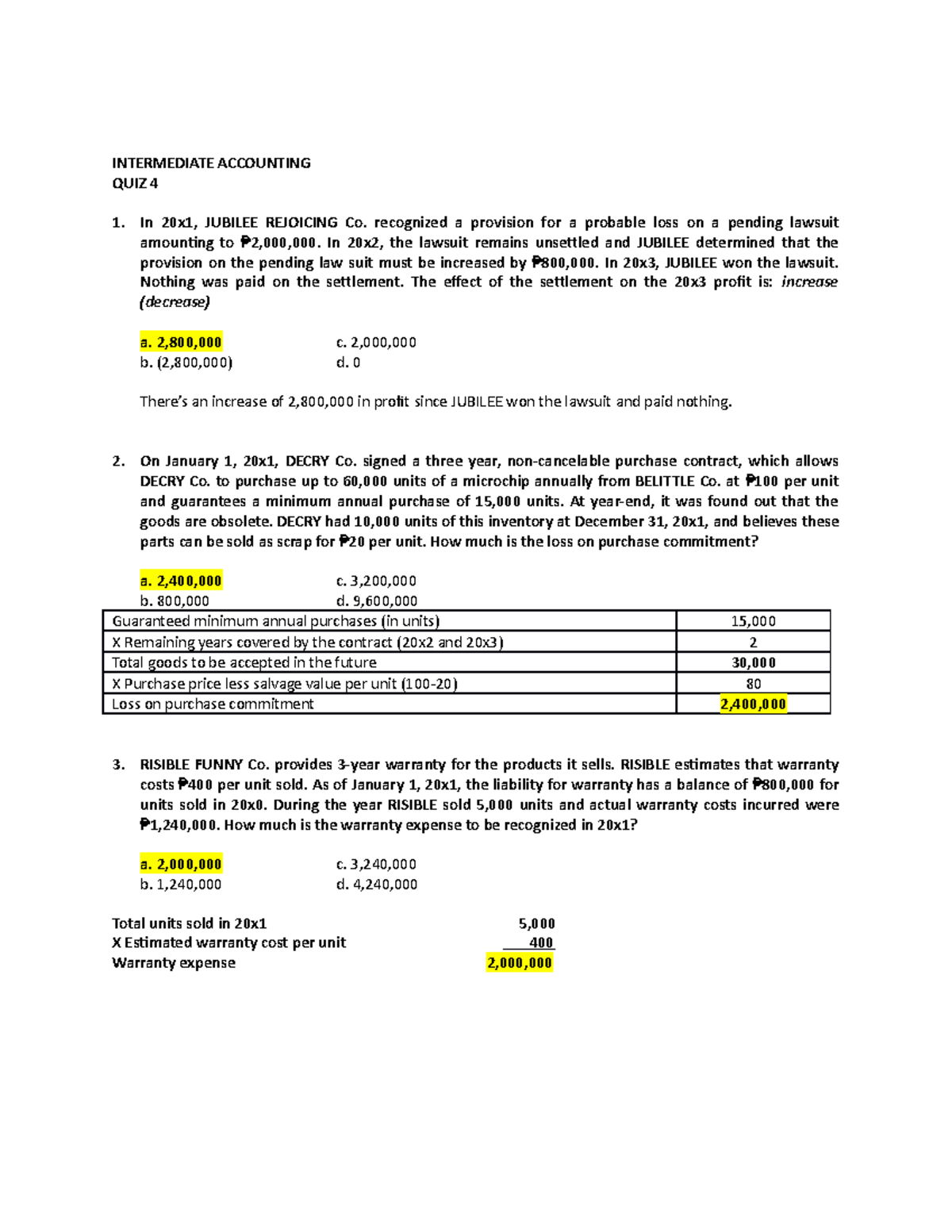 INTACC - Intermediate Accounting Quiz 4 Study Notes - Studocu