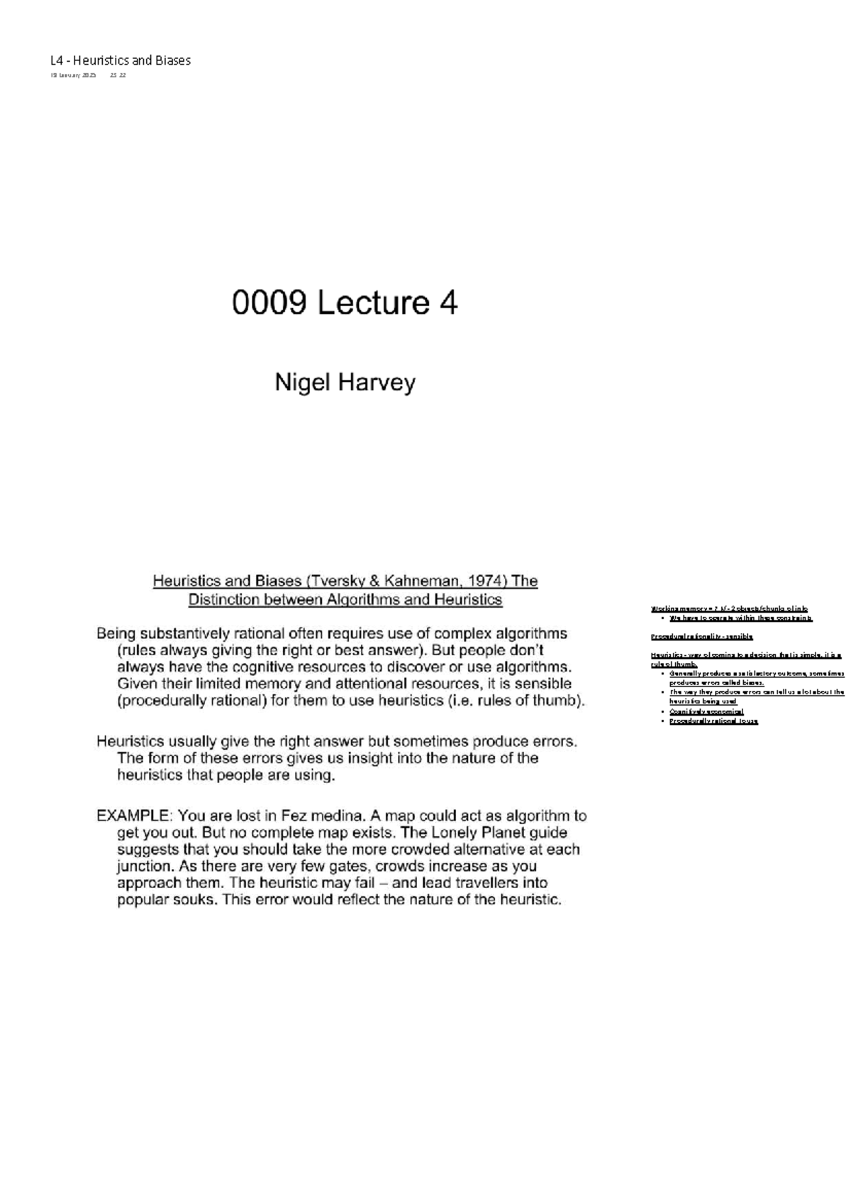 L4 - Heuristic Theories: Decision Making and Cognitive Biases - Working ...