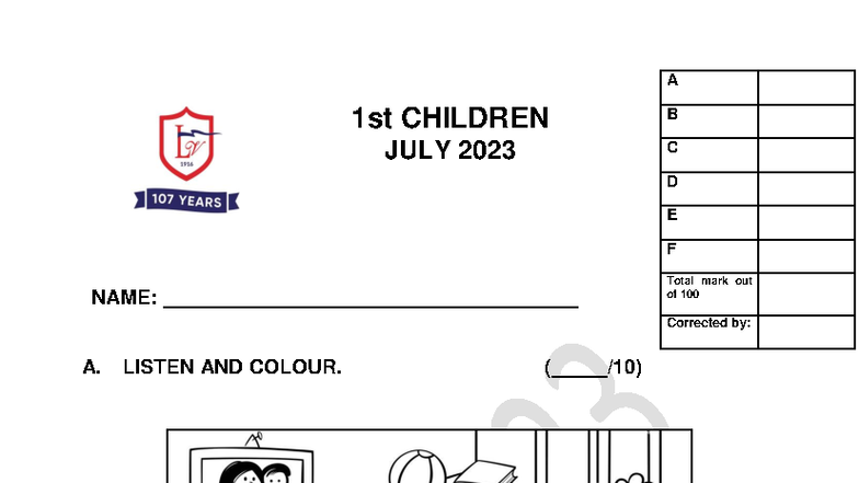 K1 July 2023 VF - Level 1 Children Activities and Exercises - Studocu