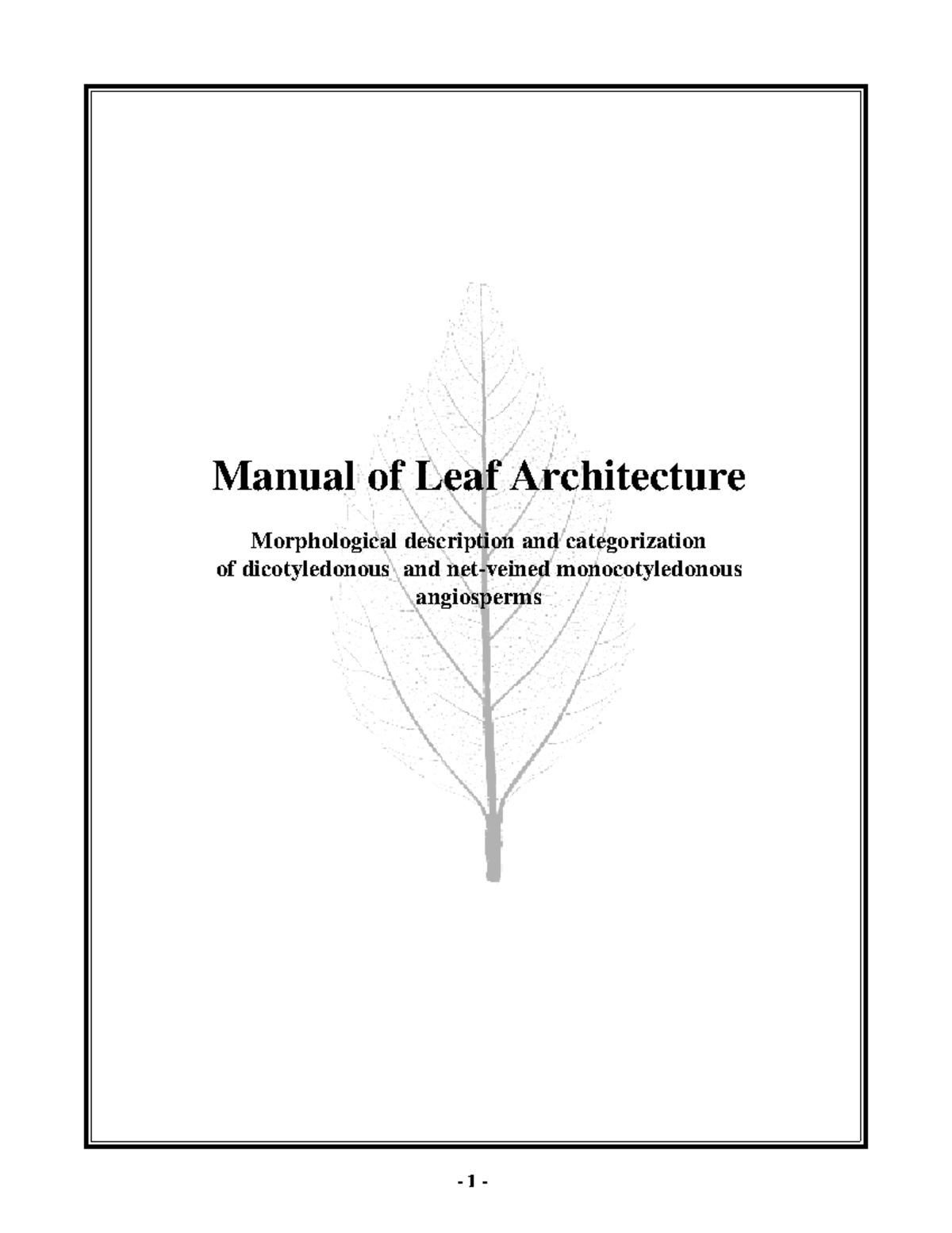 Manual of leaf architecture morphological description and ...