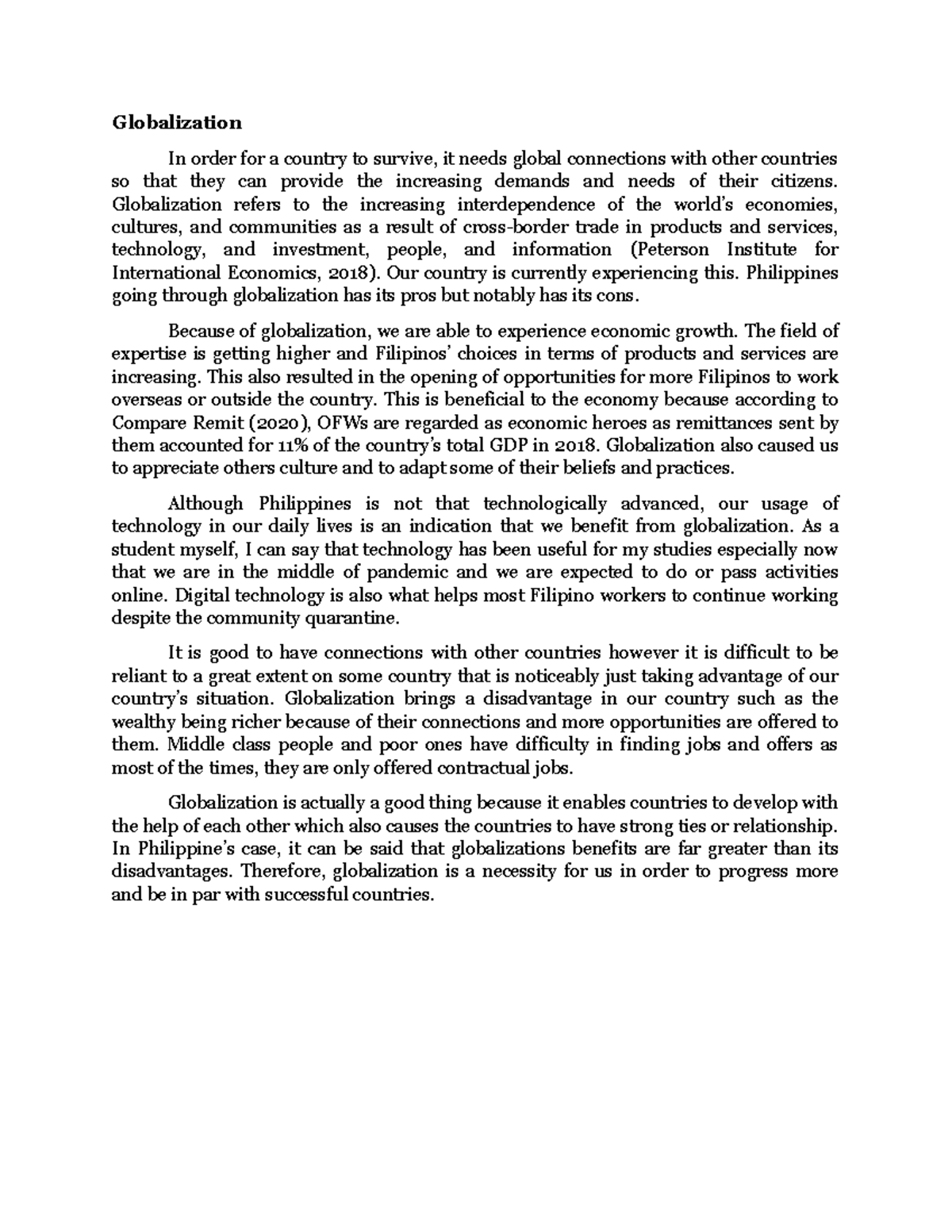 Globalization Insights: Pros and Cons for the Philippines - Studocu