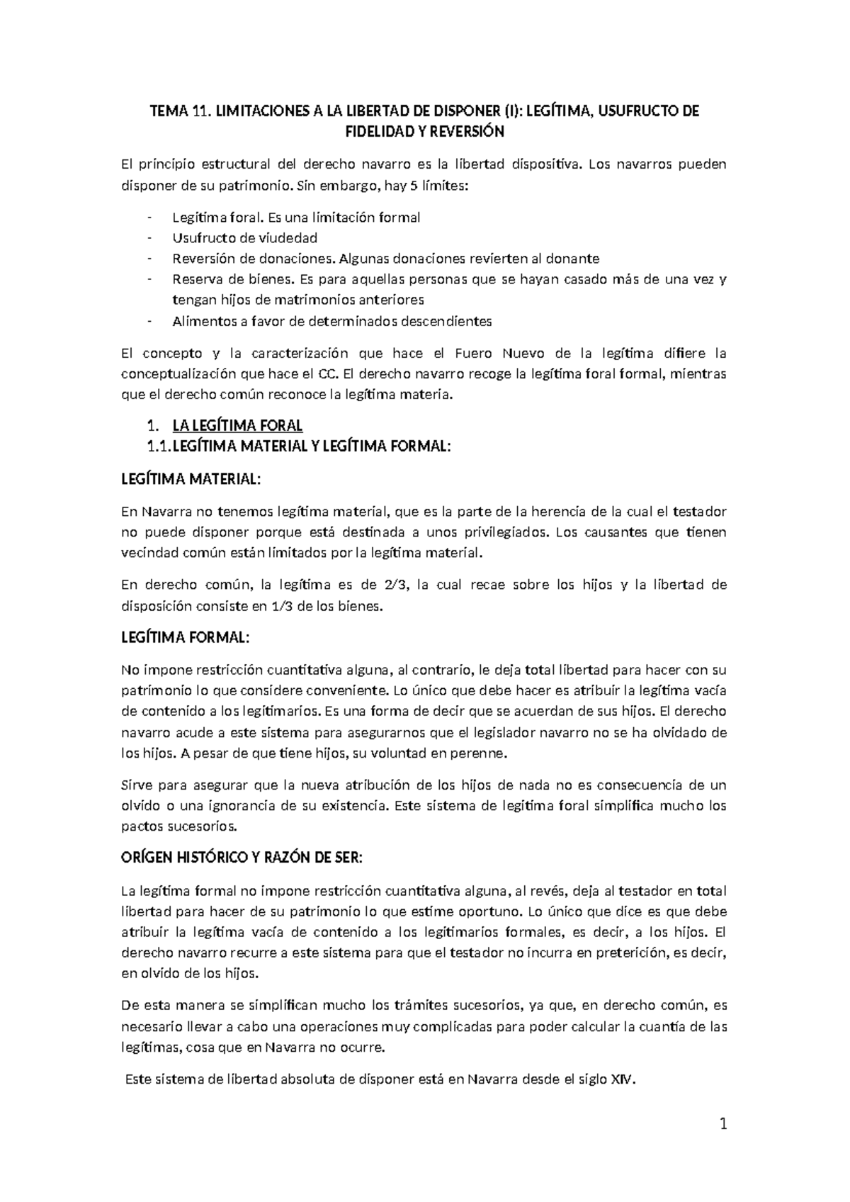 TEMA 11: LIMITACIONES A LA LIBERTAD DE DISPONER EN DERECHO NAVARRO ...