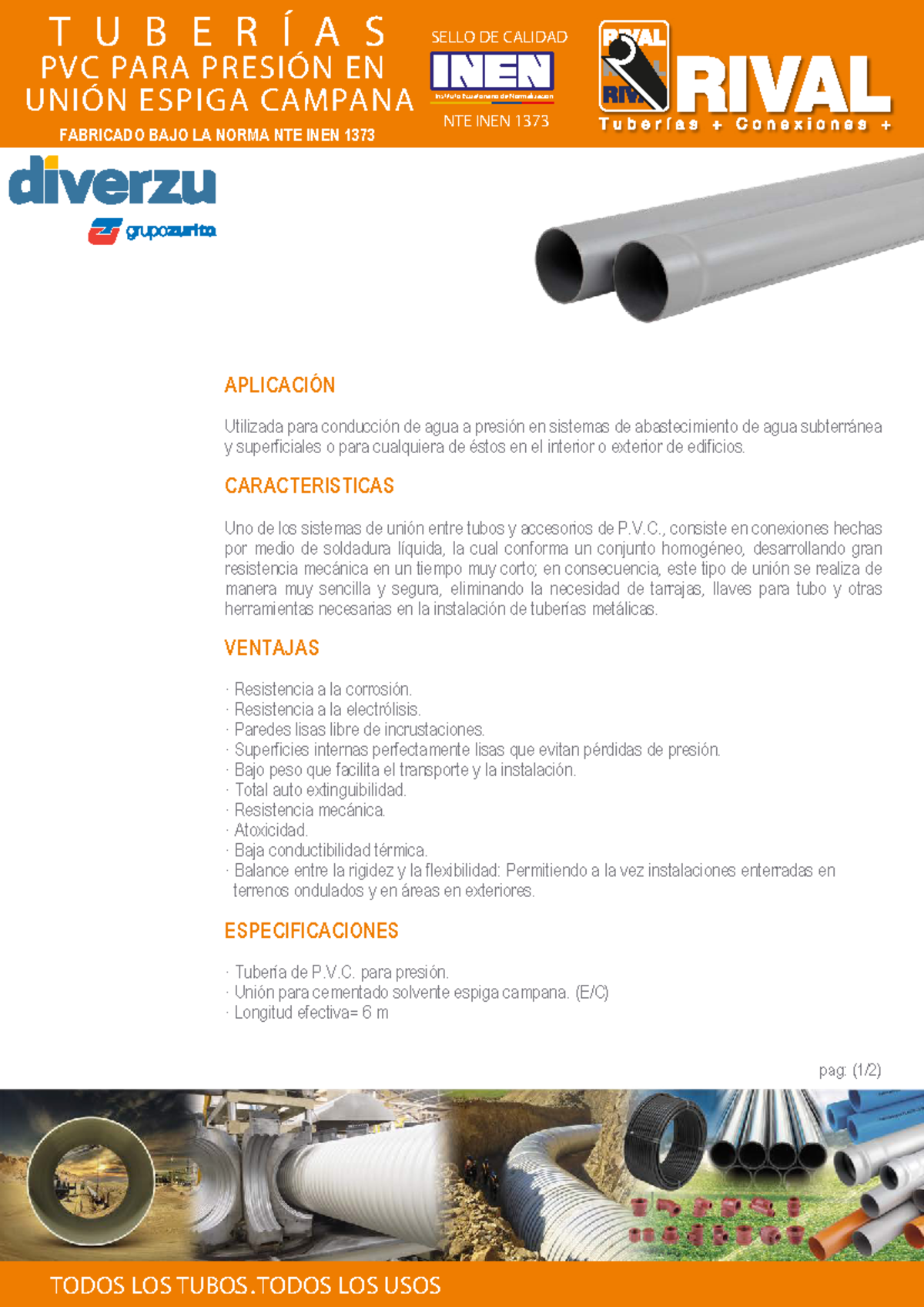 Cataligo Tuberias Rival - T U B E R Í A S PVC PARA PRESIÓN EN UNIÓN ...