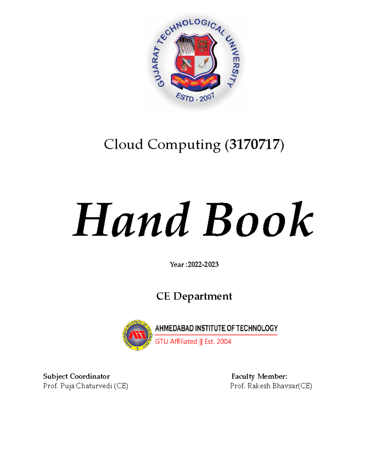 CC Handbook - Good - Cloud Computing ( 3170717 ) Hand Book Year :2022 ...