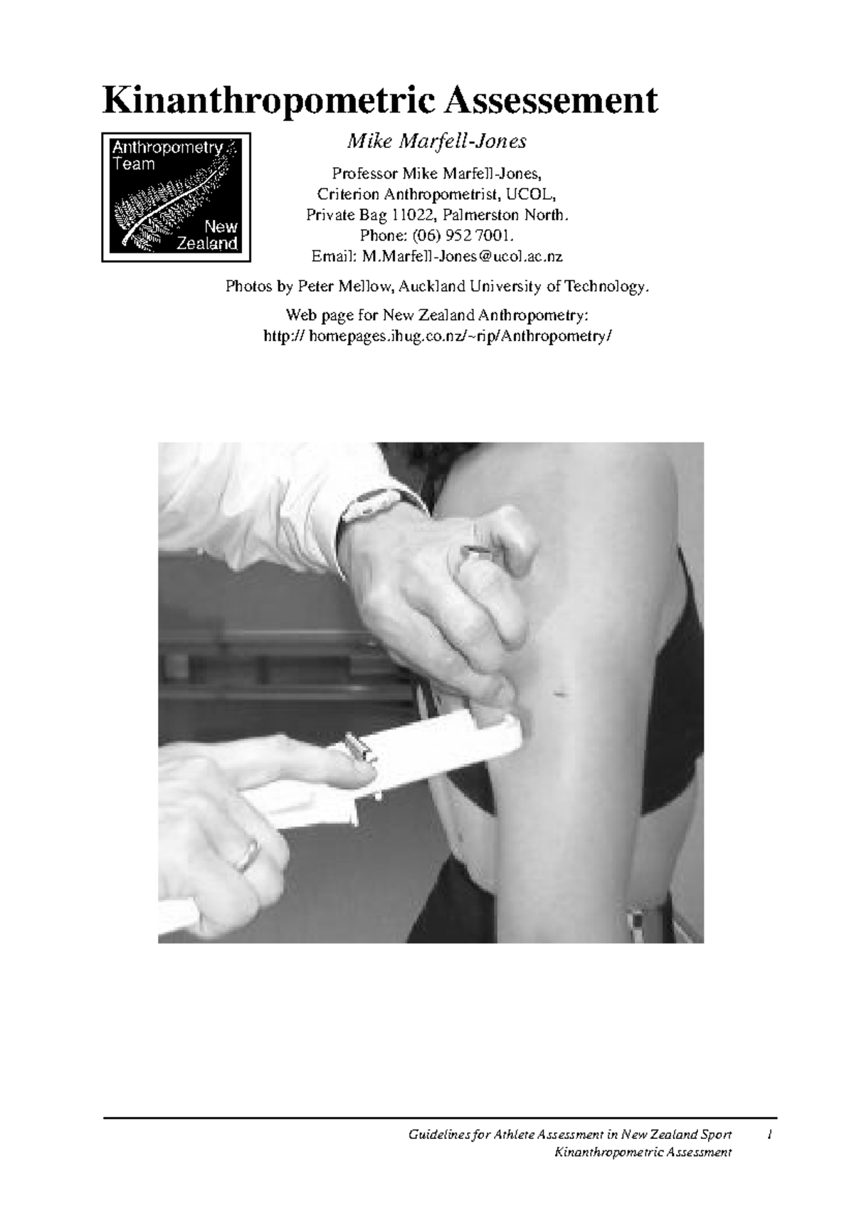 Kinanthropometric Assessement - Guidelines for Athlete Assessment in ...