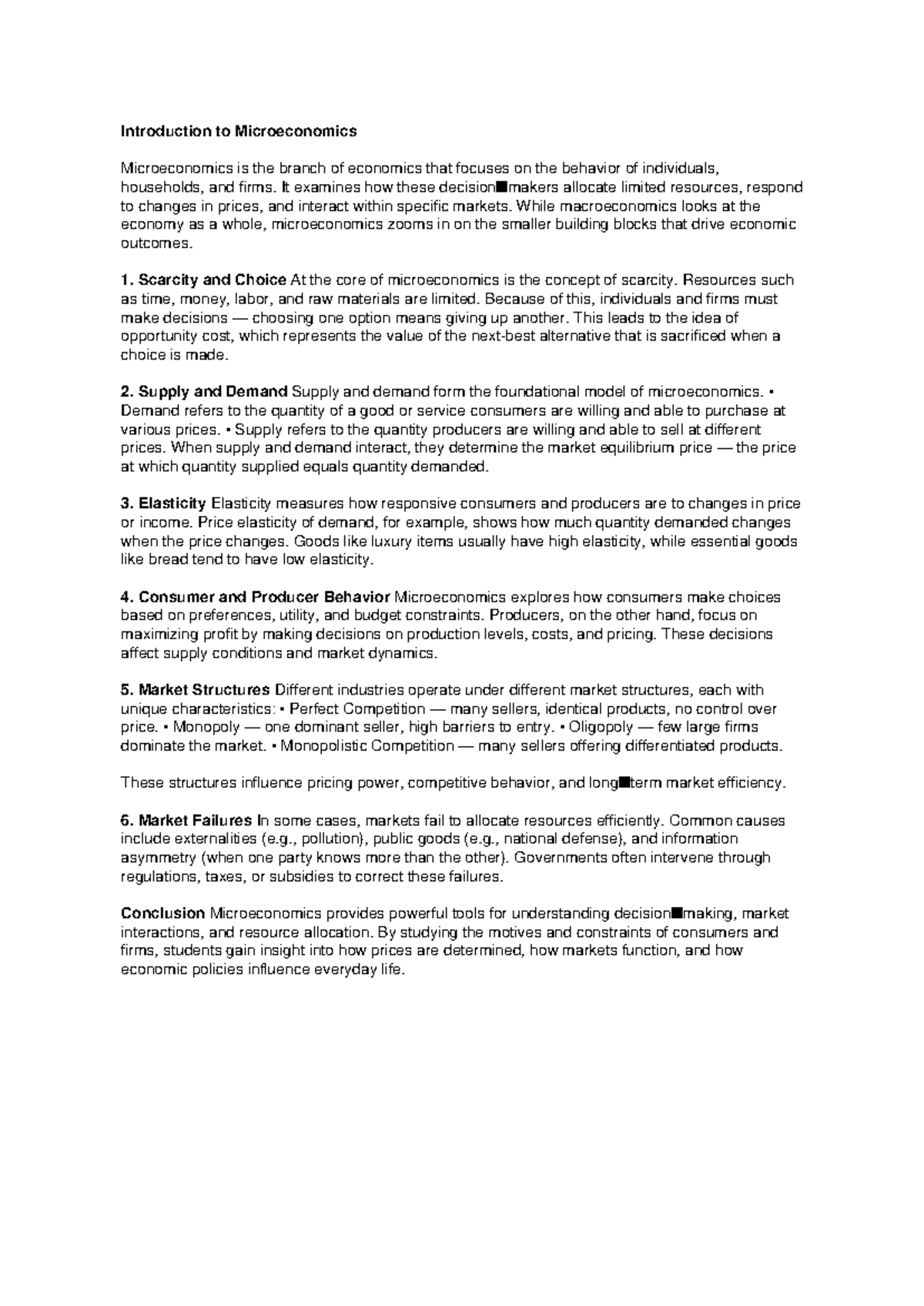 Microeconomics Intro - Key Concepts and Notes - Studocu