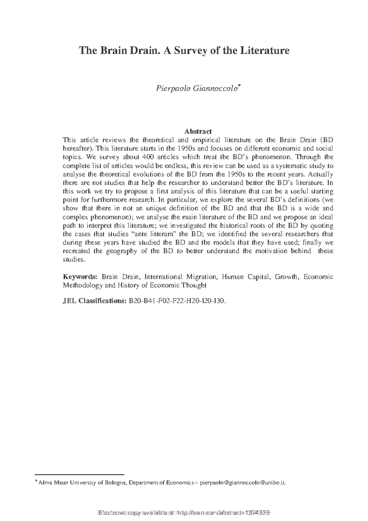 Literature Survey on Brain Drain Effects in India: A Comprehensive ...