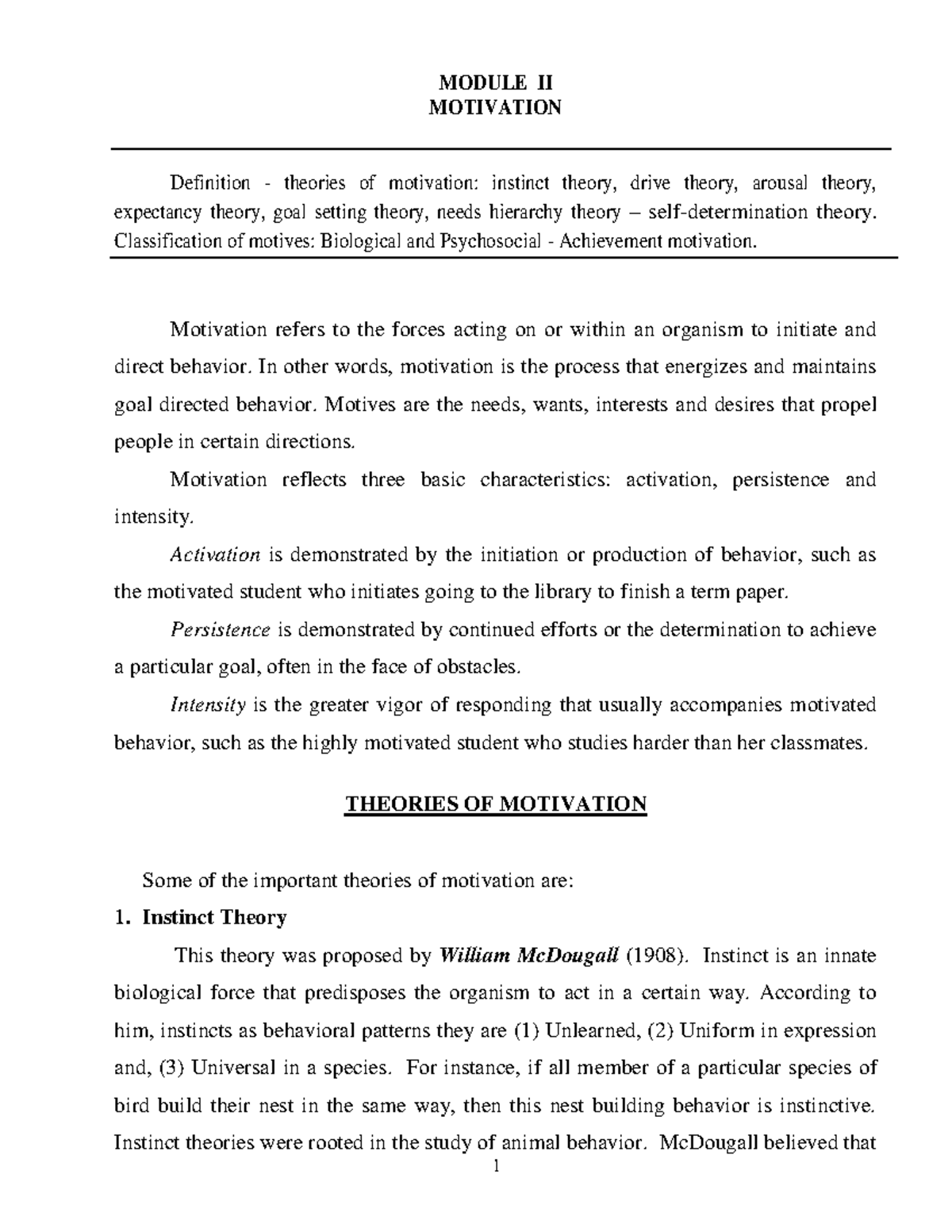 02 Motivation - Key Theories and Concepts in Lecture Notes - Studocu