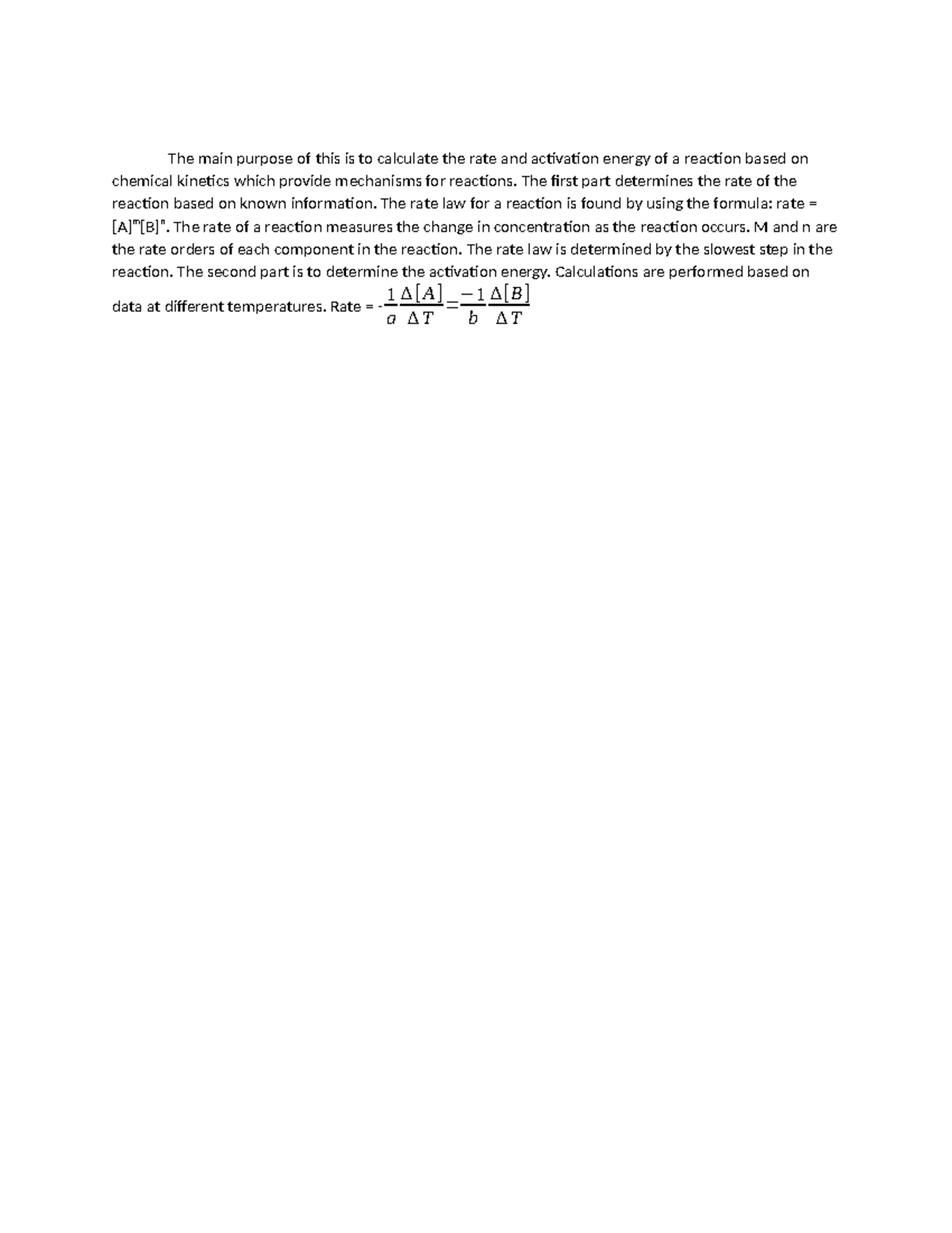 Lab 20 summary - The main purpose of this is to calculate the rate and ...