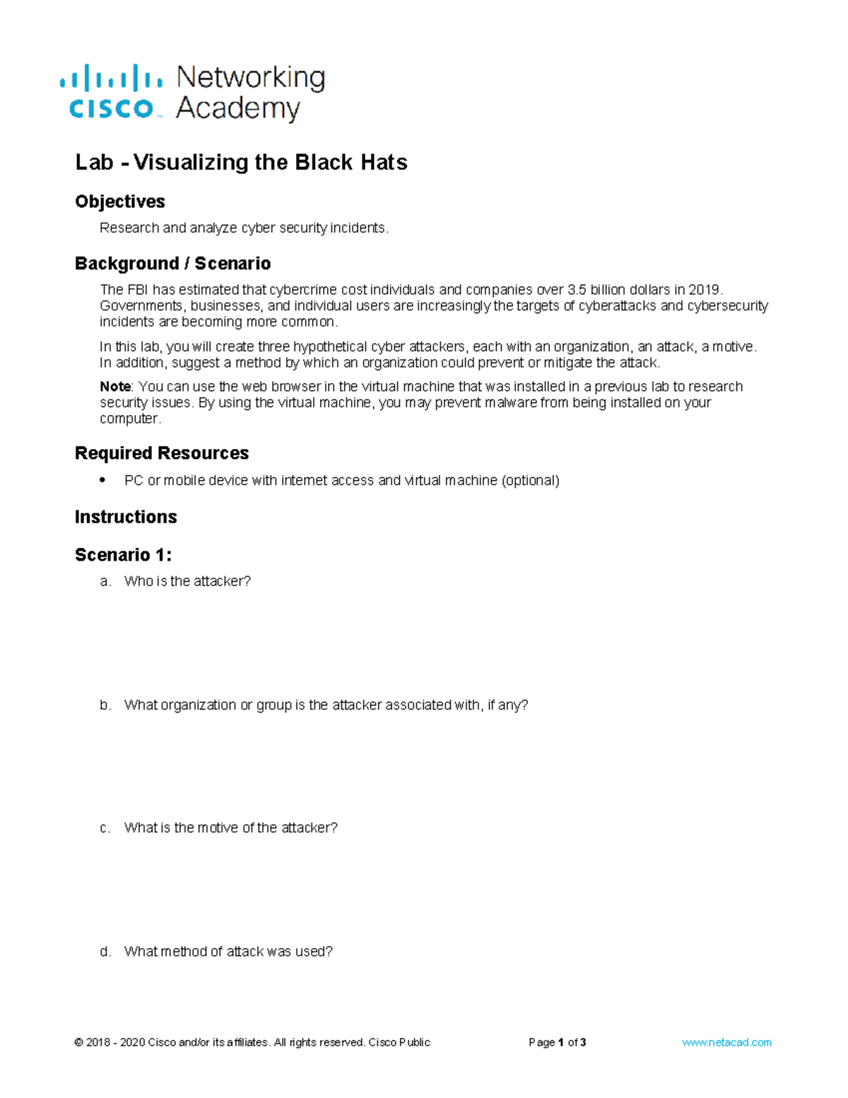 Lab 1 - Cyber Attackers Analysis and Visualization Techniques - Studocu