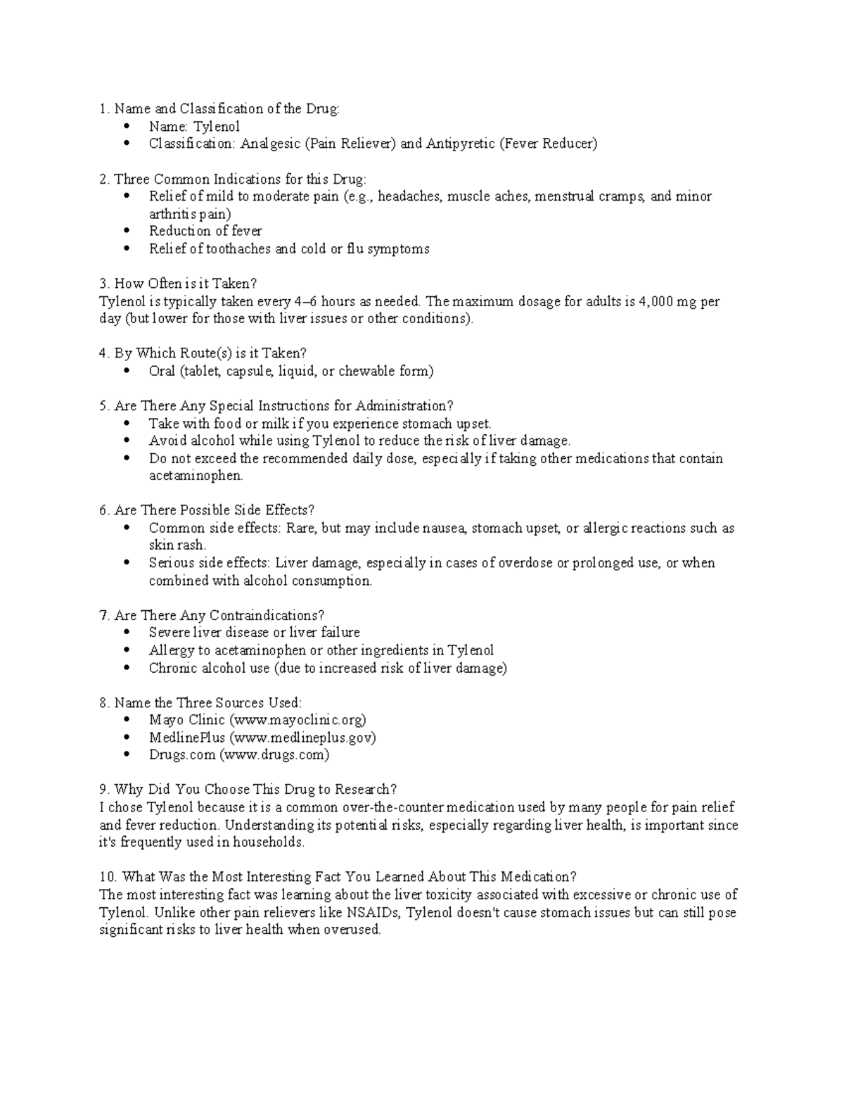 Module 10 - Assignment Part II PSW - 1. Name and Classification of the ...