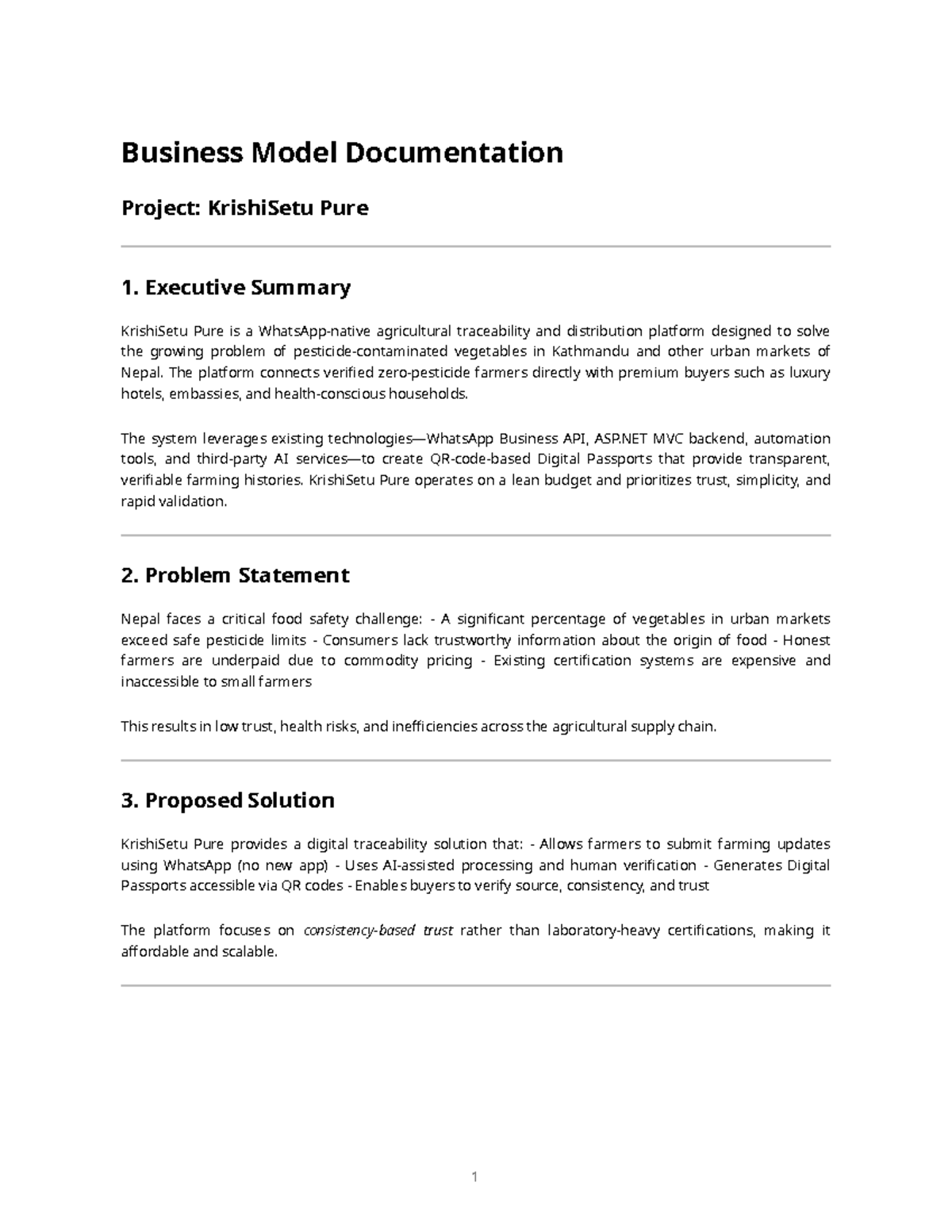 KrishiSetu Pure: Business Model Documentation & Executive Summary - Studocu