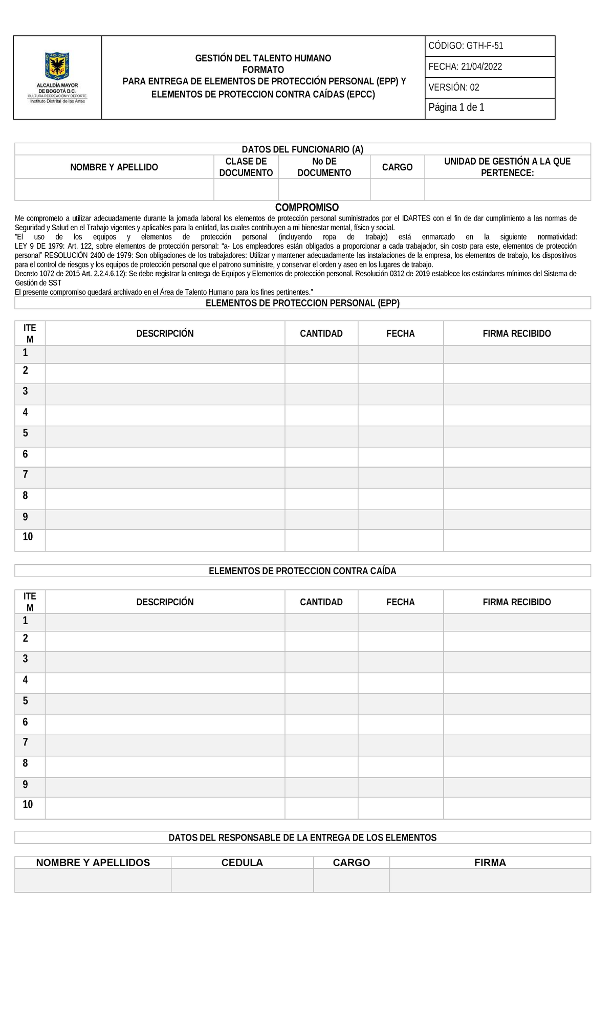 Formato de Entrega de EPP y EPCC - GTH-F- Docs 2023 - Studocu