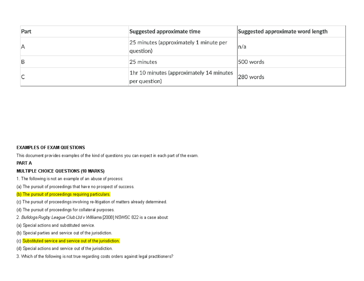 Civil Exam Prep: Sample Questions and Answers for Exam Success - Studocu