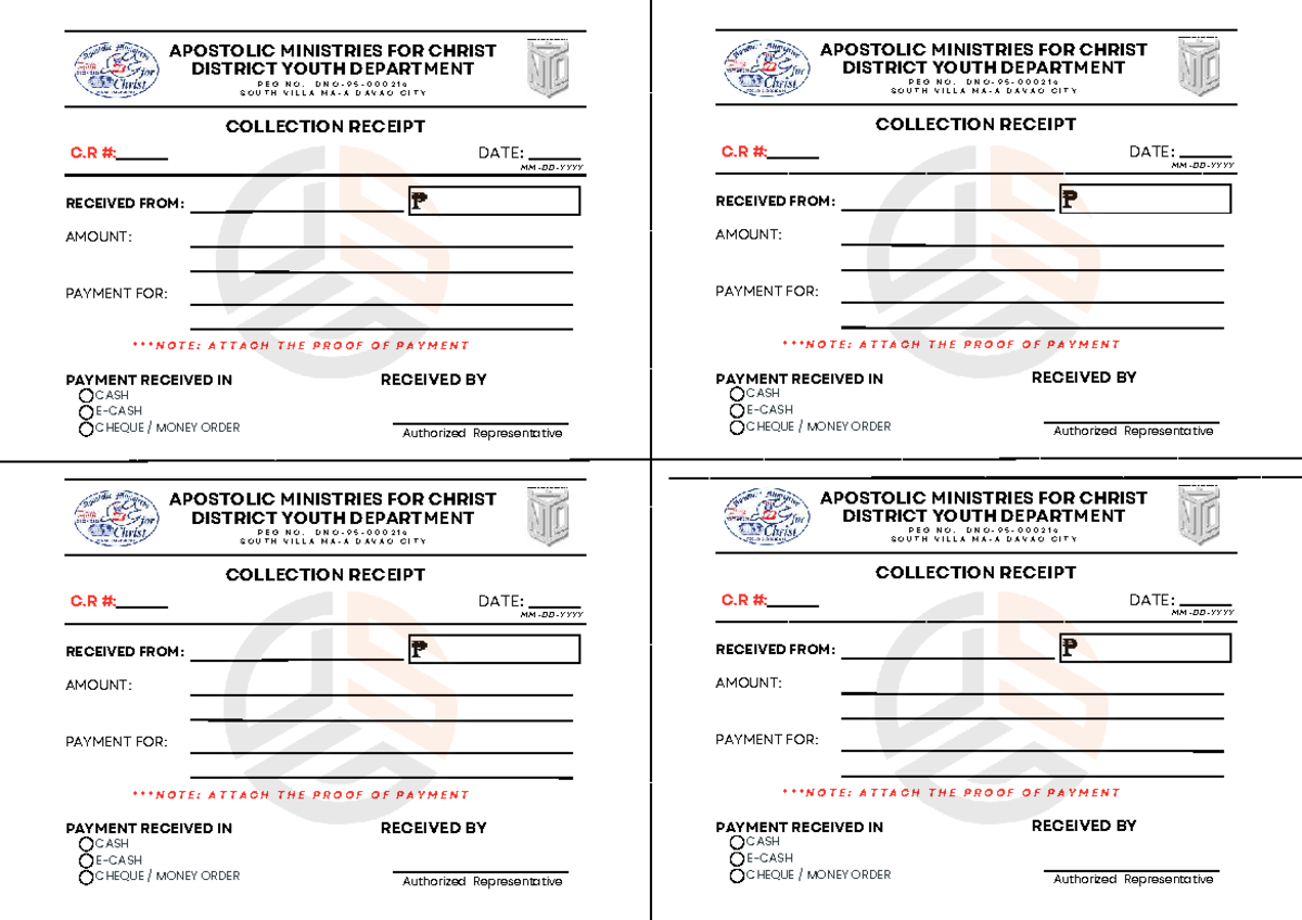 NYD X DSG Collection and Payment Receipt Forms - Studocu