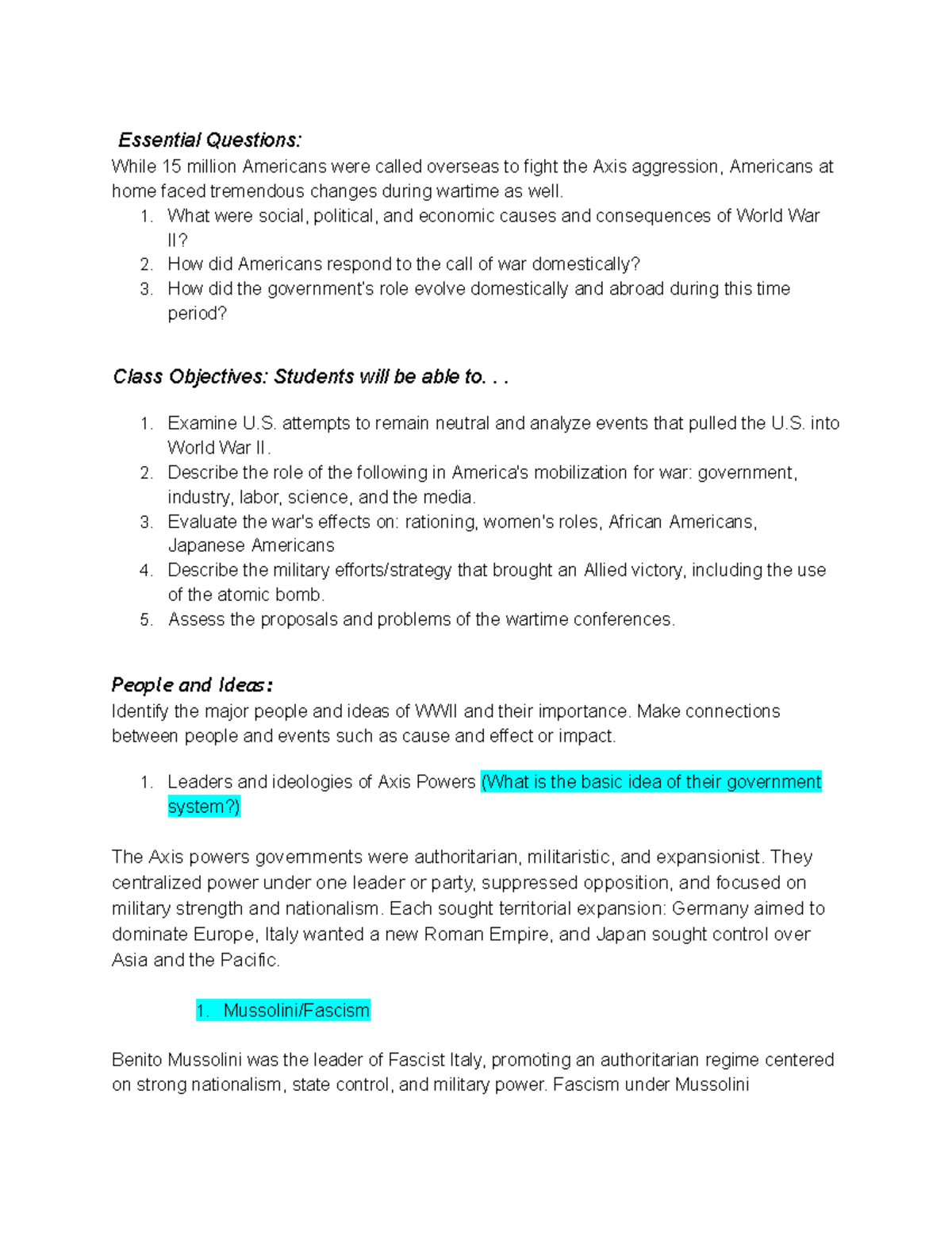 Final Exam Review Notes for Course ABC123: WWII Key Themes & Insights ...