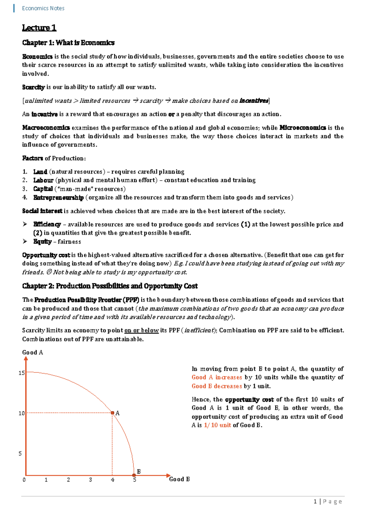 Econs 101 Lecture Notes: Key Concepts in Economics - Studocu