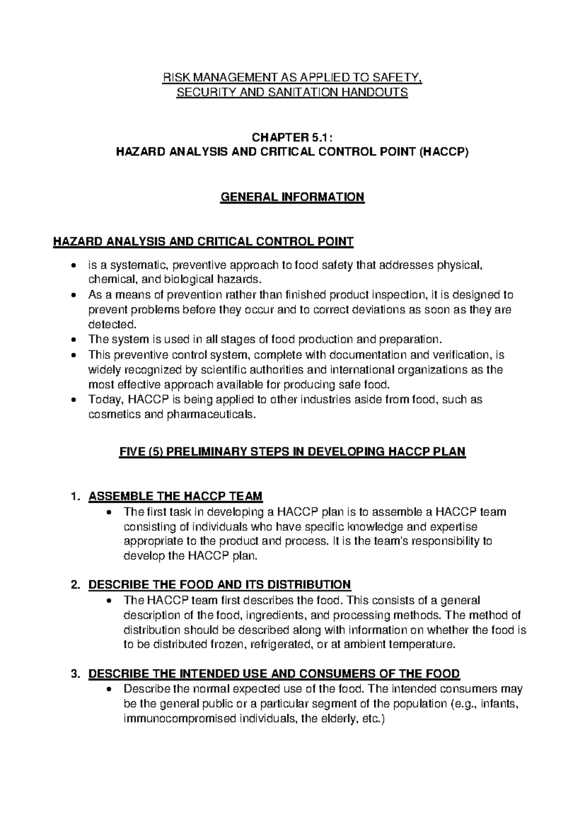 Riskmgmt CHAP 5 - Summary of Risk management Lesson Chapter 5 - RISK ...