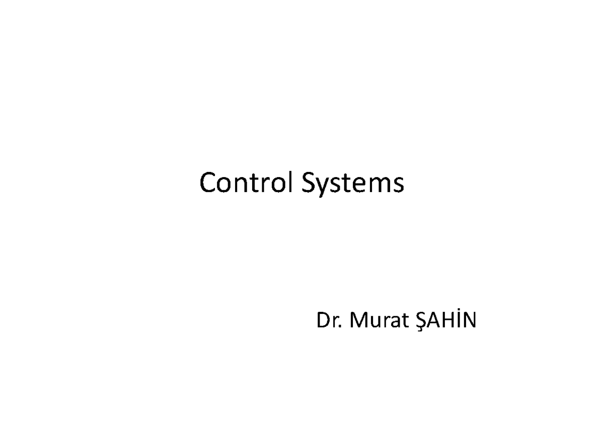 Control Systems (ENGR 101) Lecture Notes on Mathematical Models - Studocu