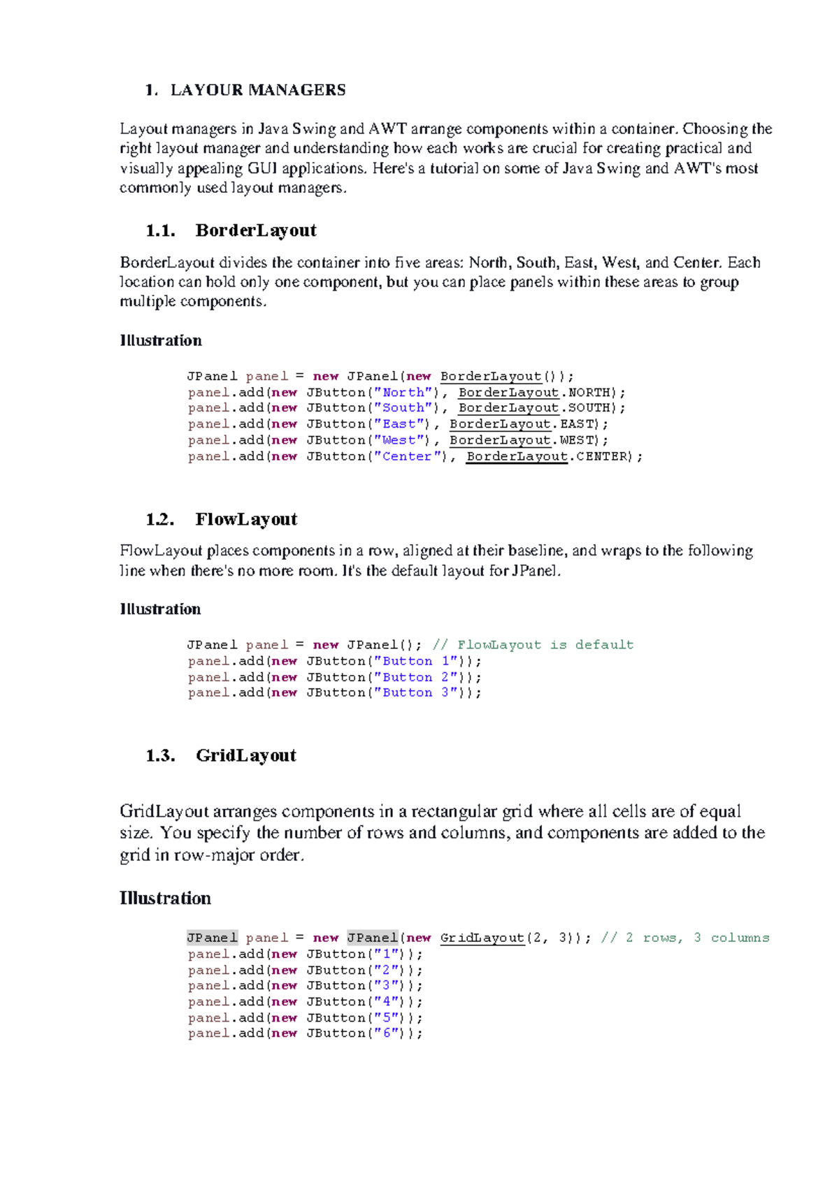 Java Layout Managers: Practical Uses and Examples in GUI Development ...