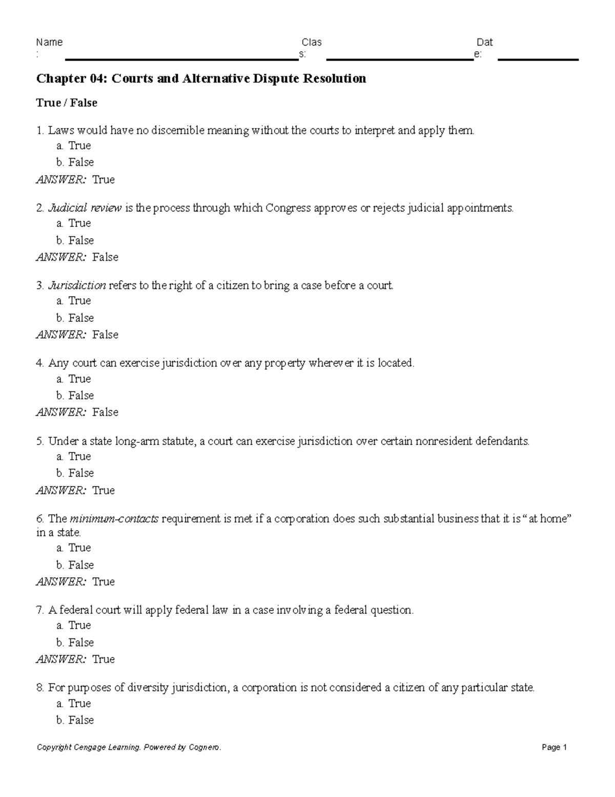 Chapter 04 Courts and Alternative Dispute Resolution - Chapter 04 ...