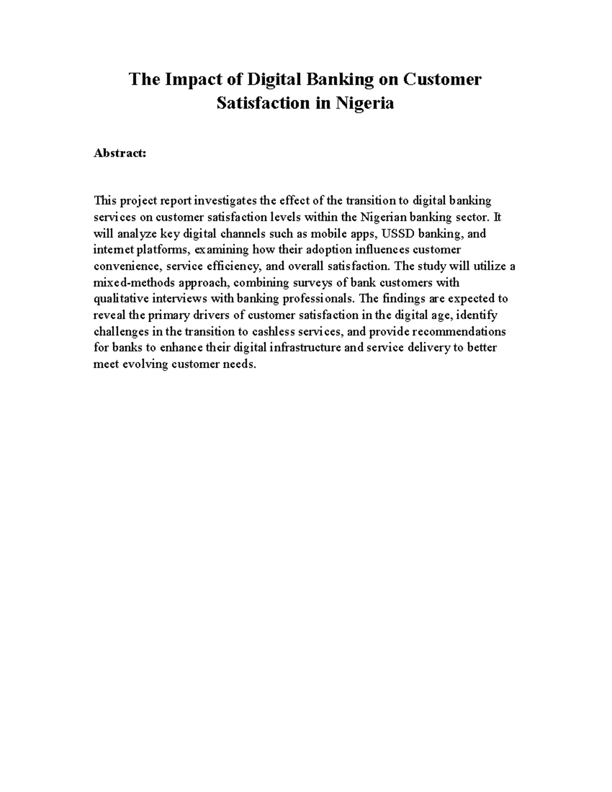 The Impact of Digital Banking on Customer Satisfaction in Nigeria - Studocu