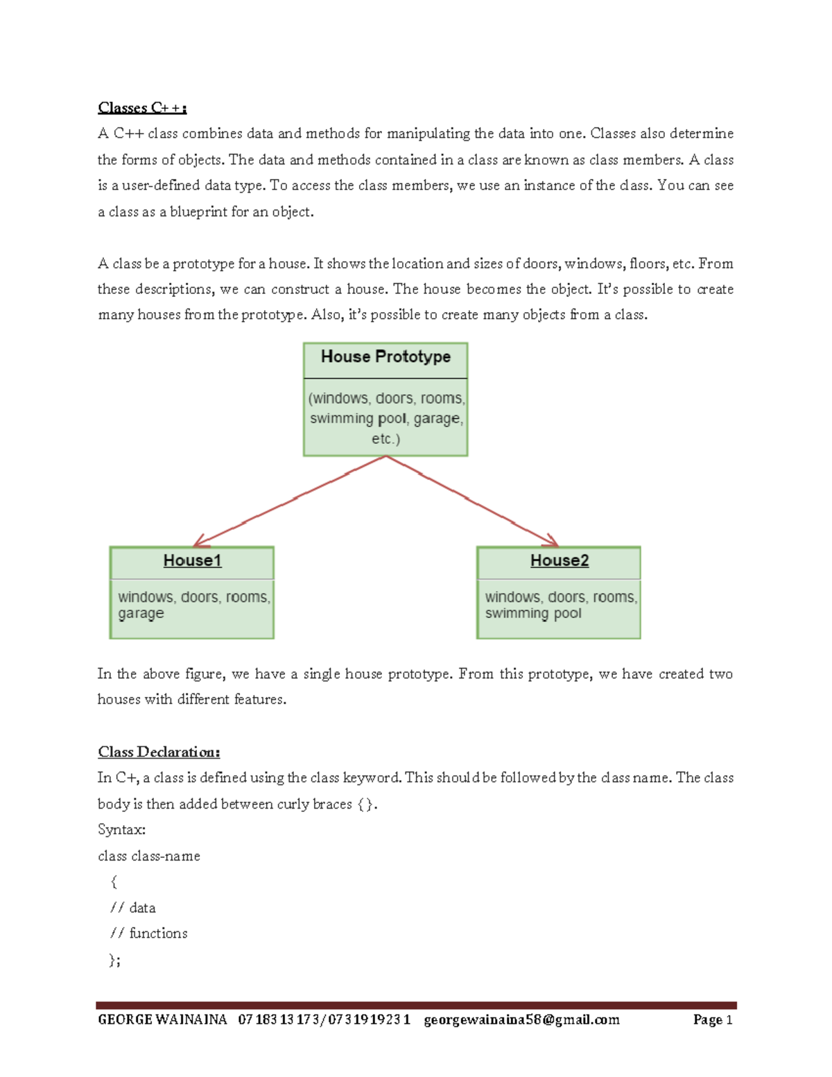 L5A Classes in C++ - Comprehensive Lecture Notes - Studocu