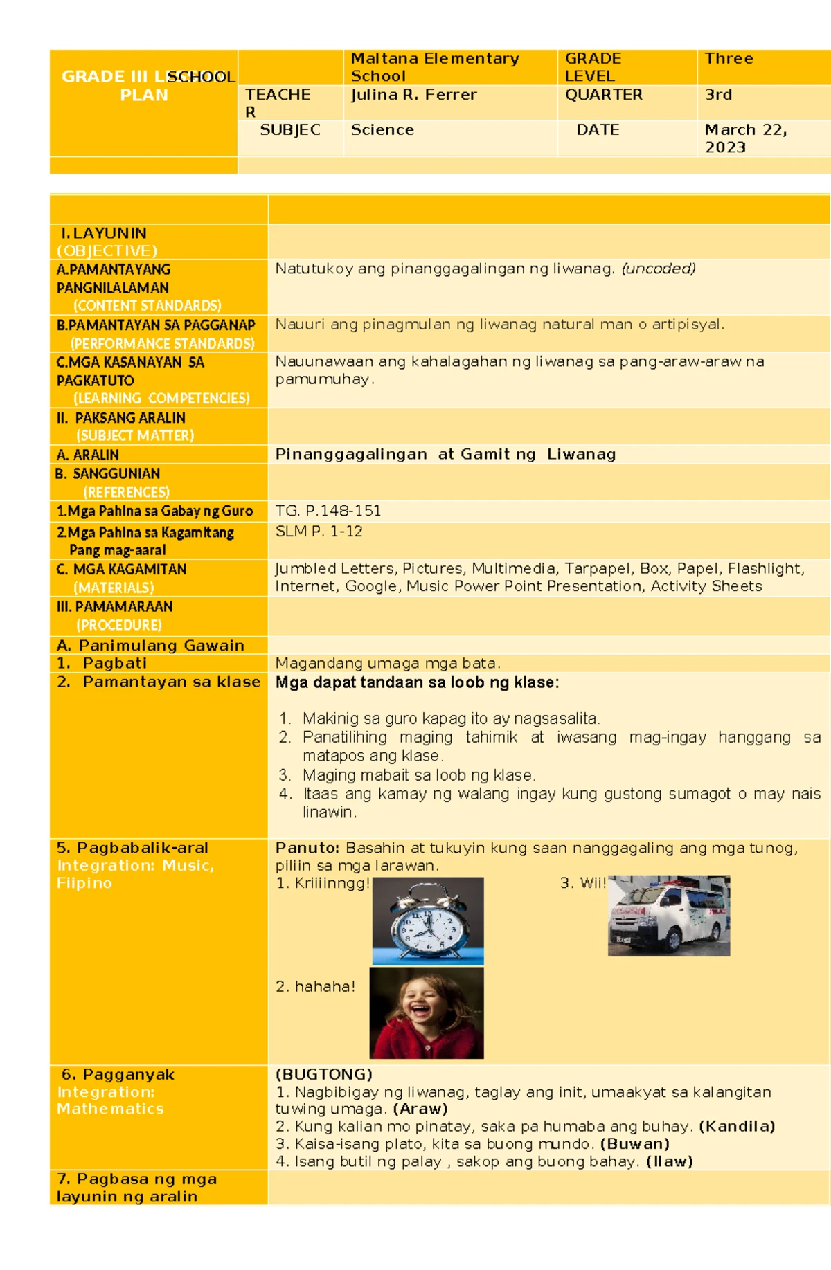 LP: Lesson Plan for Teaching Adverbs of Manner (EN3G-IVi-j-6.1) - Studocu
