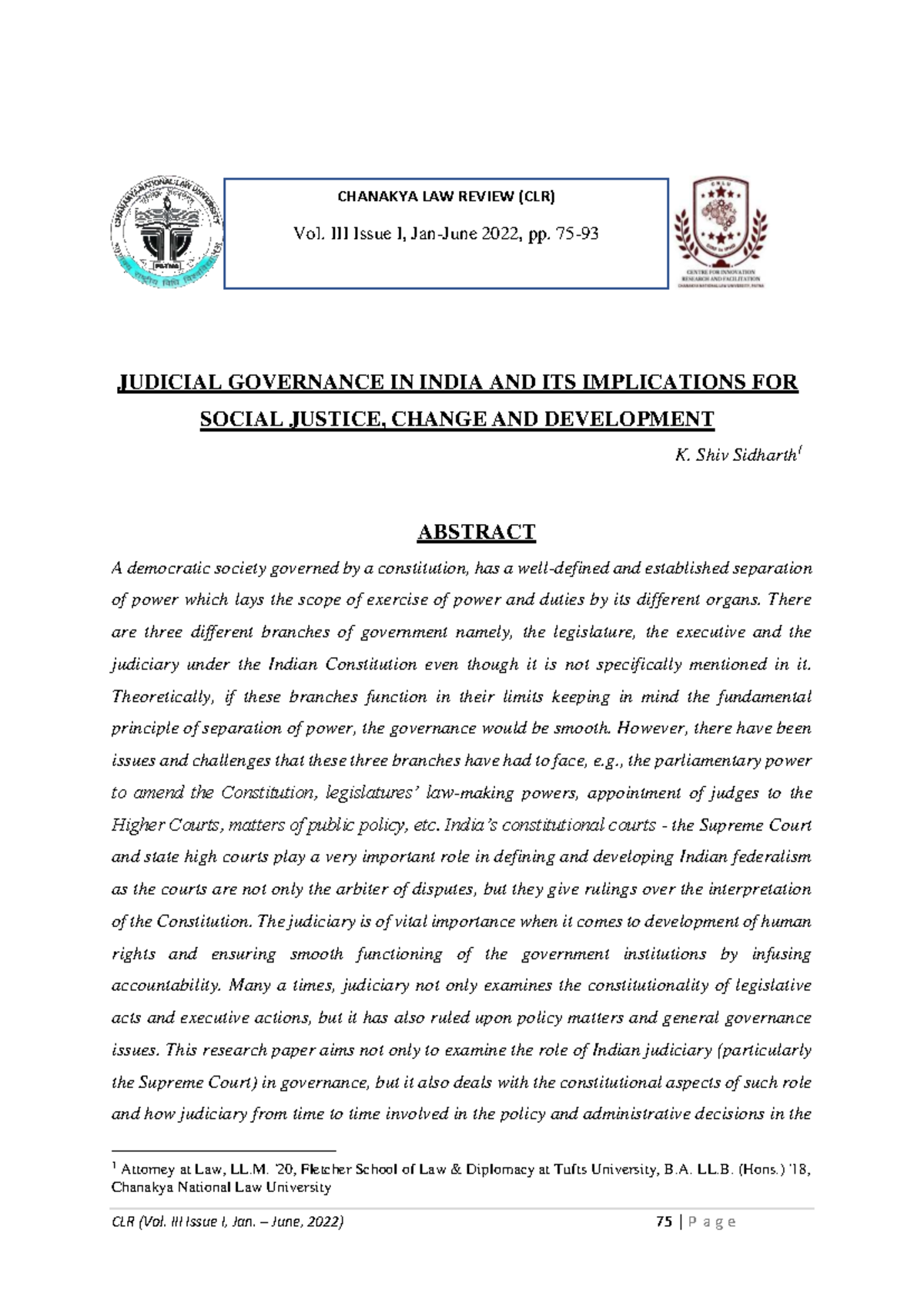 Judicial Governance in India: Implications for Social Justice and ...