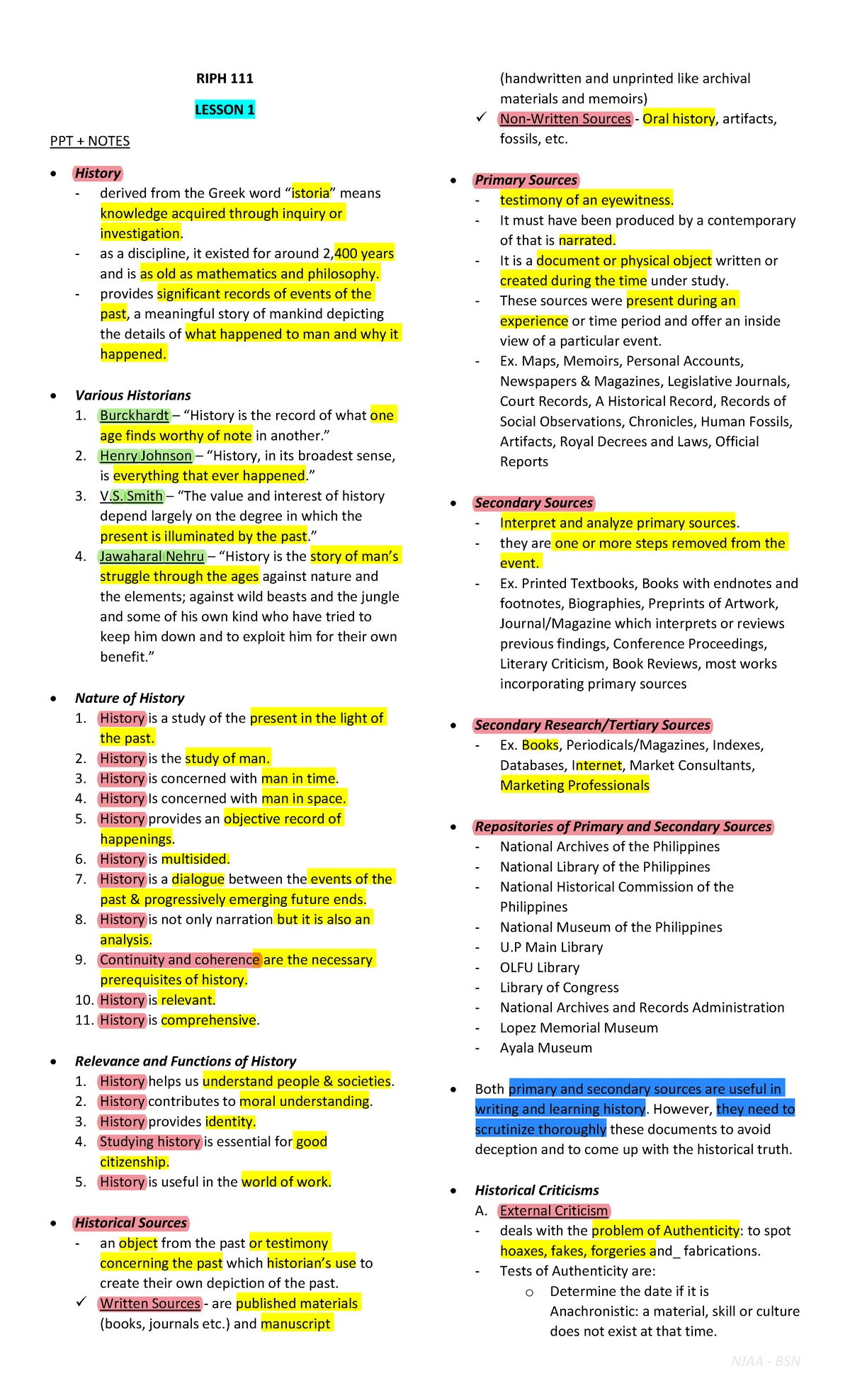 Riph-prelim-reviewer compress - RIPH 111 LESSON 1 PPT + NOTES History ...