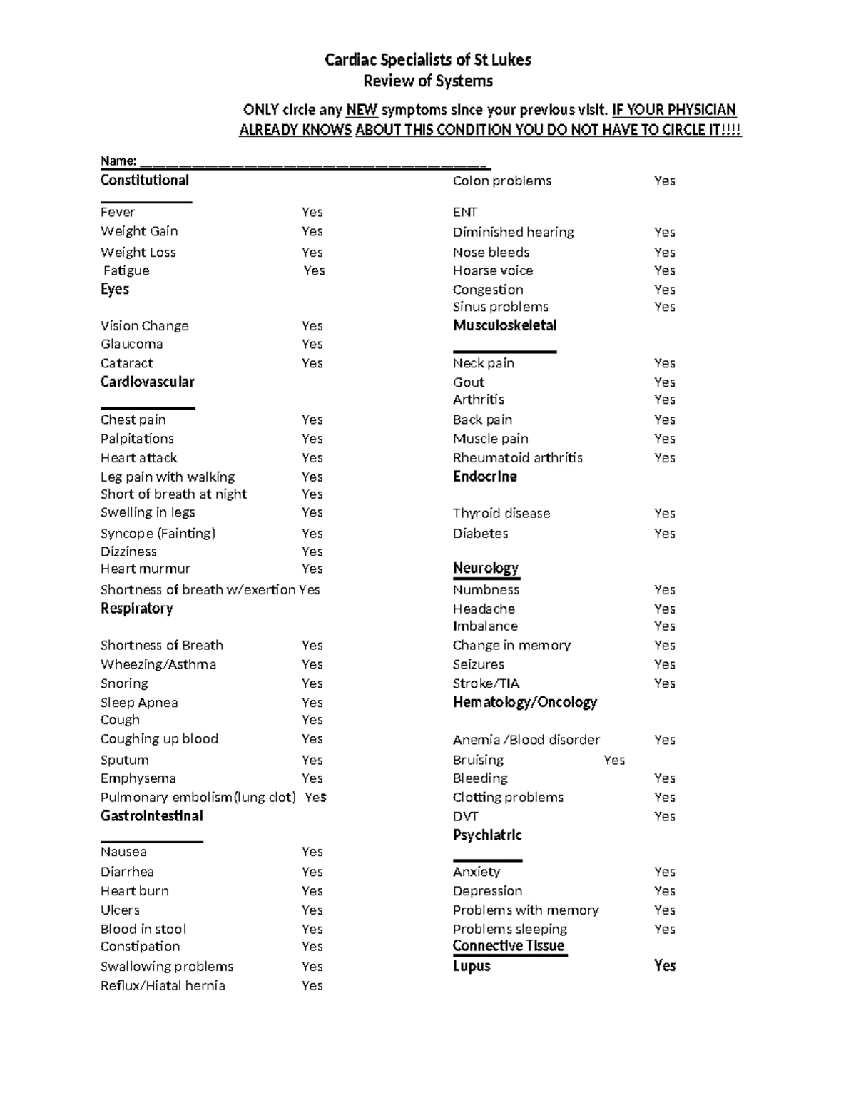REVIEW OF SYSTEMS TEMPLATE - MEDICAL ASSESSMENT FORM - Studocu
