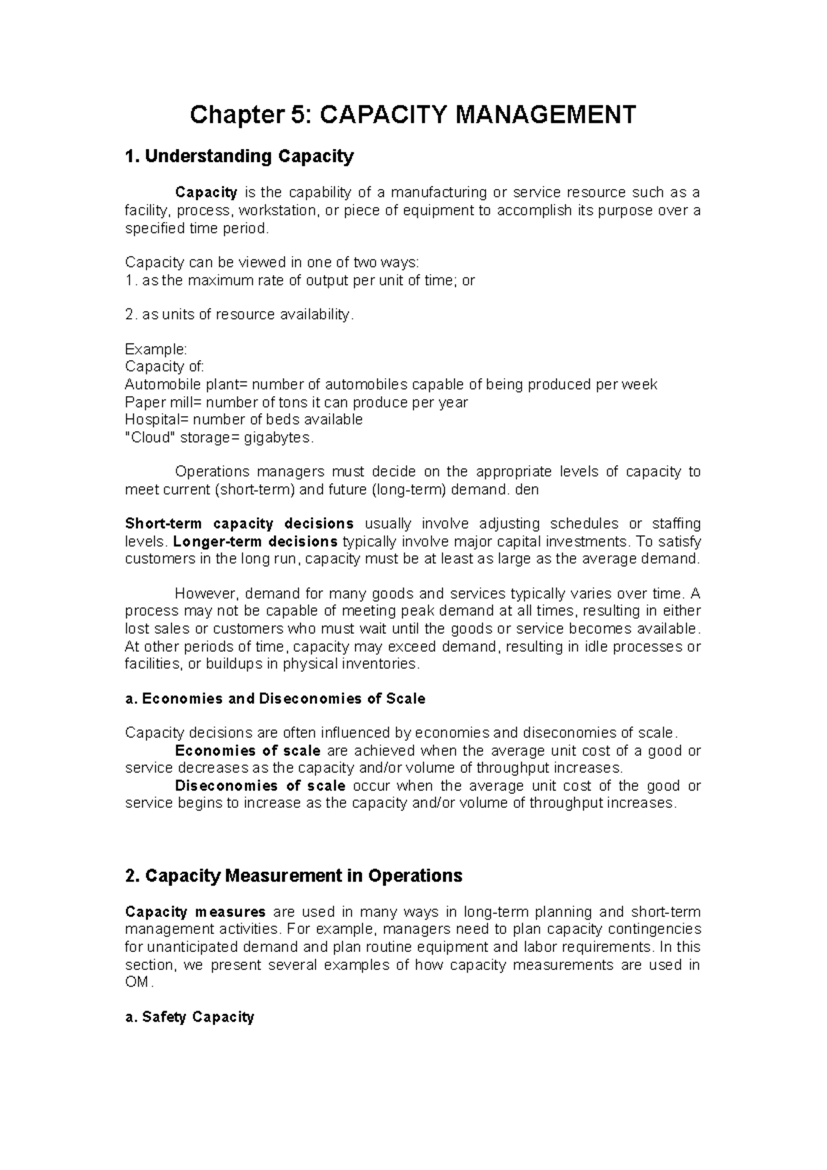 Chapter 5: Capacity Management Insights and Strategies - Studocu