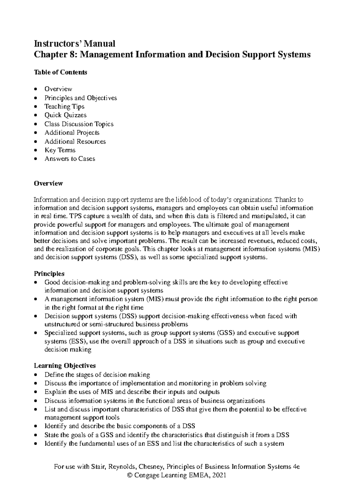 Management Information and Decision Support Systems - Ch 8 - BIS 4e ...