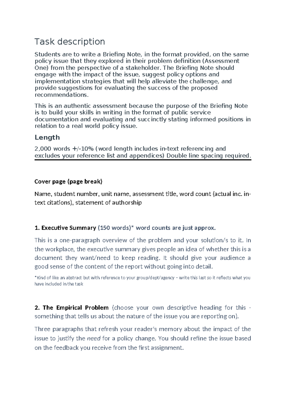 JSB178 2023 Ass 2 Breakdown - Task description Students are to write a ...