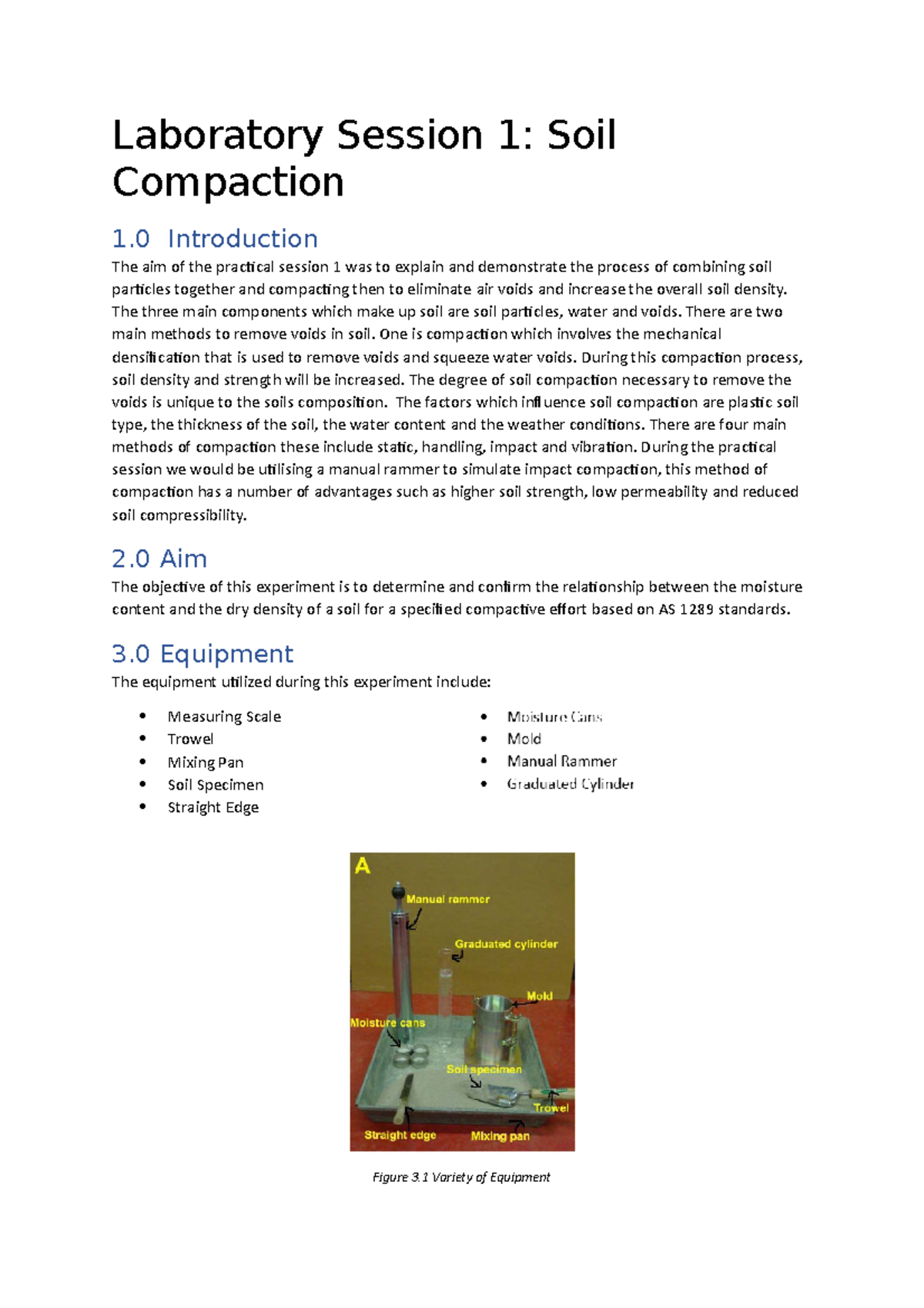 Laboratory Report 1: Soil Compaction Experiment Analysis - Studocu