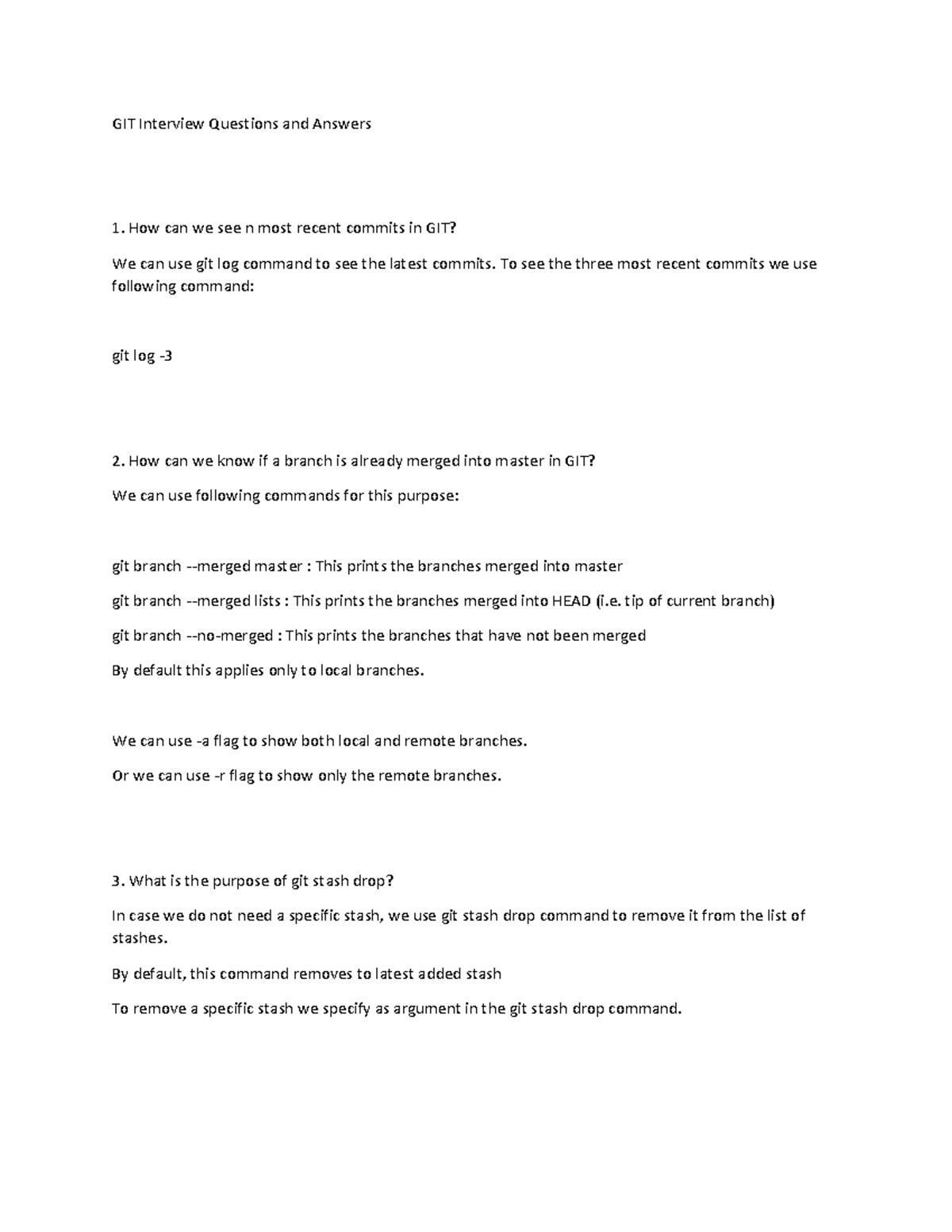 Git interview 1 - Notes - GIT Interview Questions and Answers How can ...