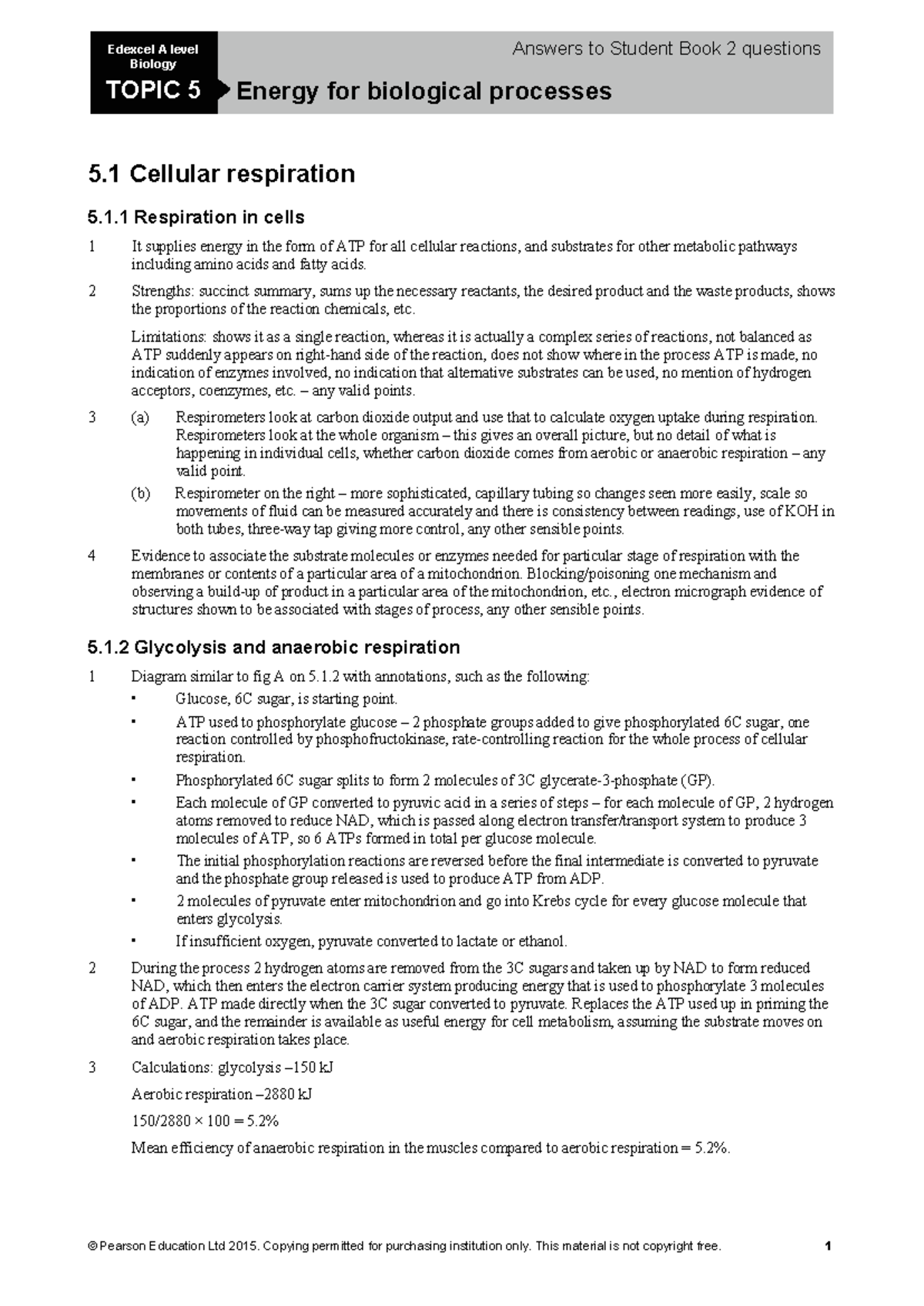 Edexcel A Level Biology (Combined) Final Exam Answers for Topic 5 - Studocu