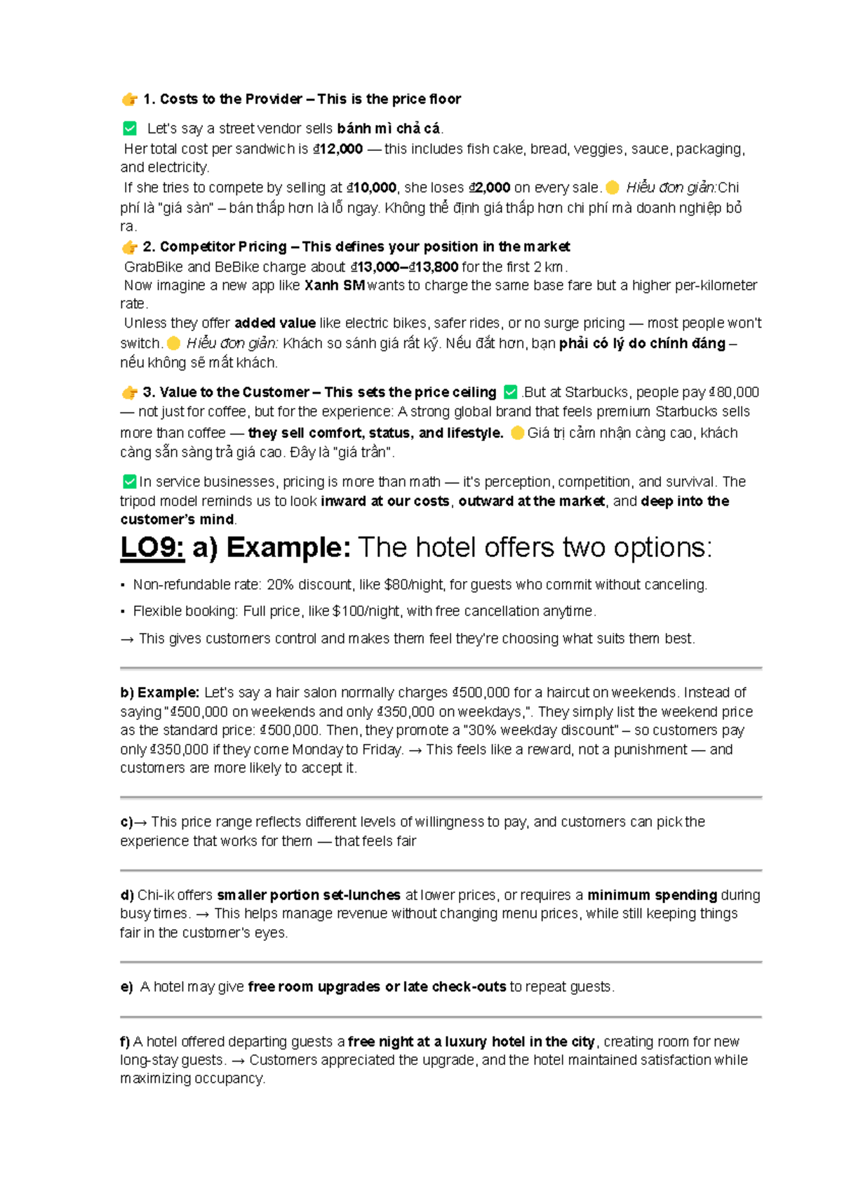 Pricing Strategies and Customer Value Analysis (Course Code: LO9) - Studocu