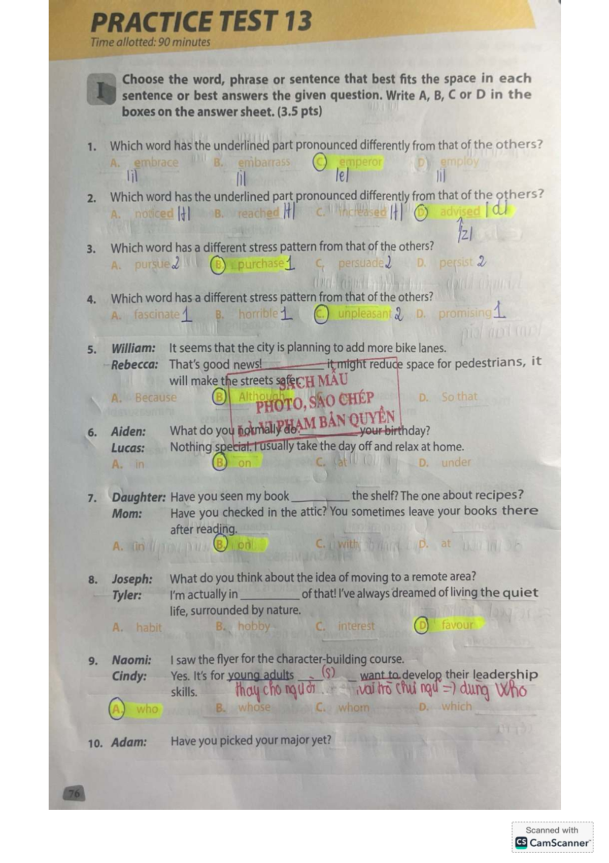 PRACTICE TEST 13 & 14: Comprehensive Review for English Proficiency ...