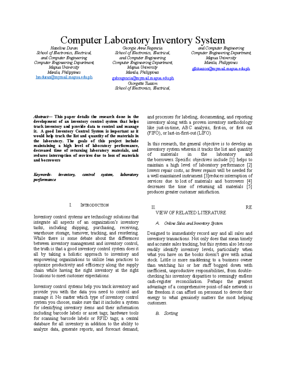 Computer Laboratory Inventory System Design Experiment: CE 101 - Studocu
