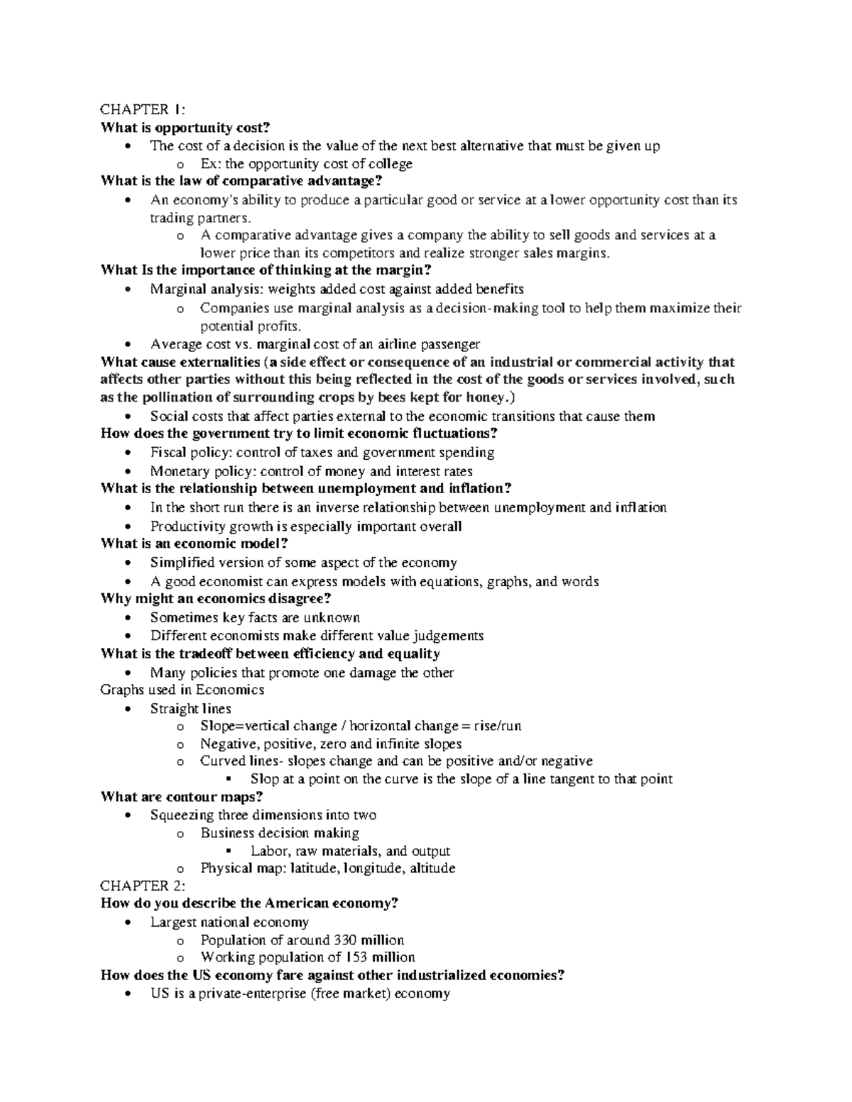 ECON 101 Test 1 Study Guide - Lecture Notes Chapters 1-4 - Studocu