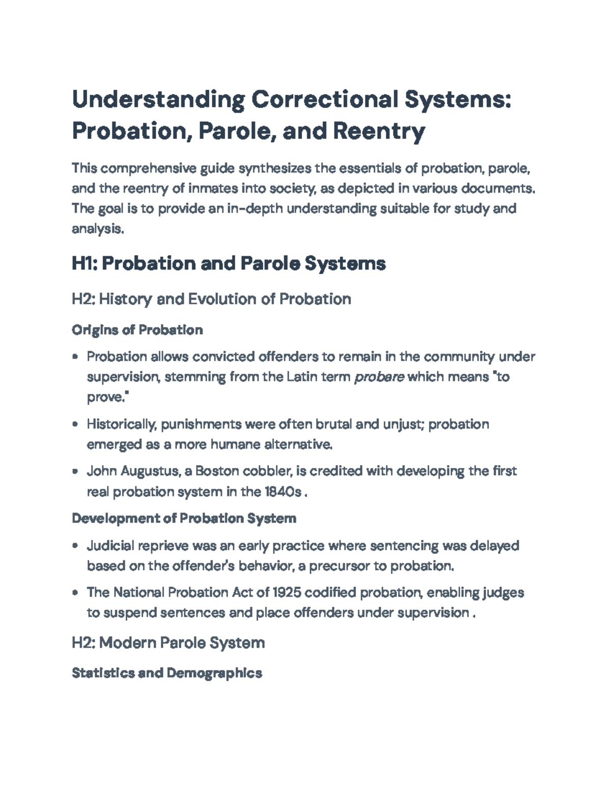 Understanding Correctional Systems: Probation, Parole & Reentry ...