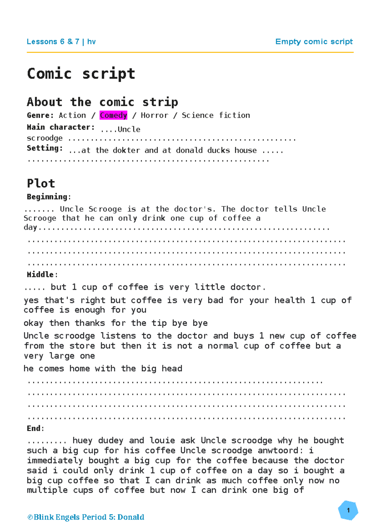 Comic Script for Word16203858795846006239: Uncle Scrooge's Coffee ...