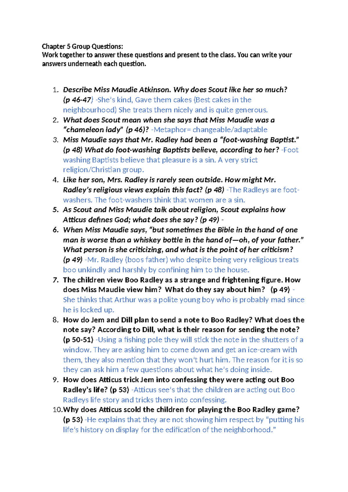ENG 101: Chapter 5 Group Questions and Discussion Points - Studocu