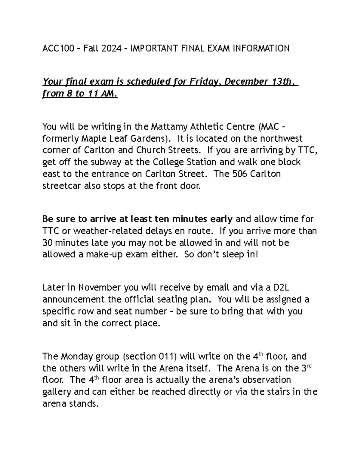 ACC100 – Fall 2024 – Final Exam Instructions and Important Info - Studocu