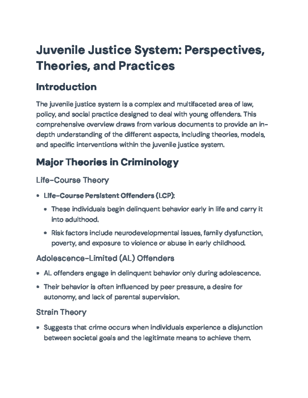 Juvenile Justice System: Theories, Models, and Intervention Strategies ...