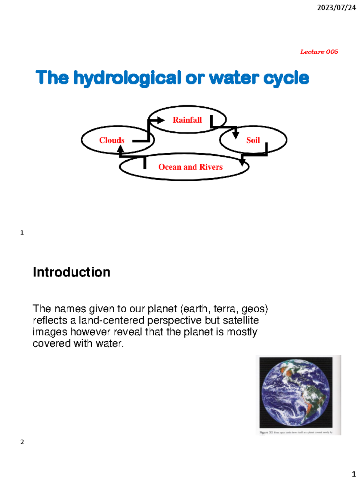 Hydrological Cycle Overview: Key Processes and Impacts (Lecture 005 ...