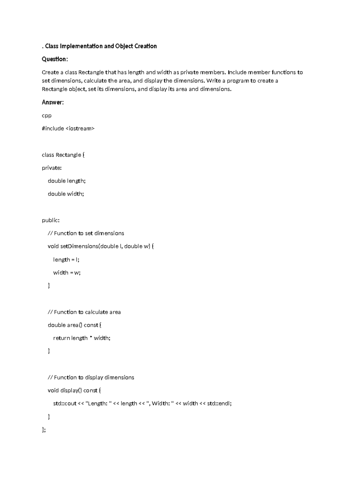 Class Implementation and Object Creation - . Class Implementation and ...