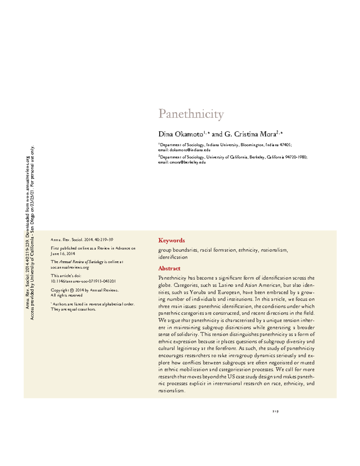 Sociology SO40: Panethnicity's Role in Social Cohesion Dynamics - Studocu