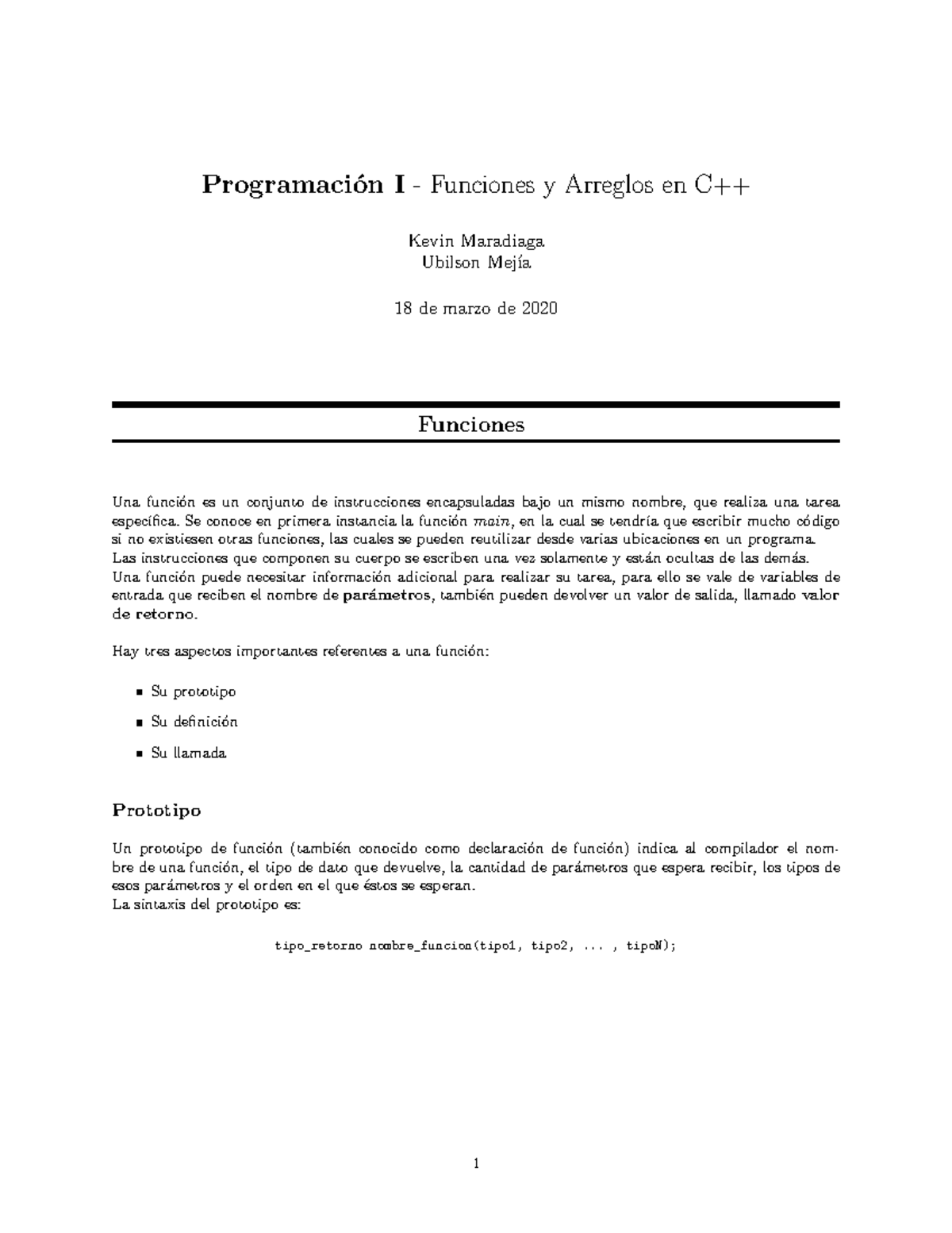 Progra Funciones 2 - Programación I - Funciones y Arreglos en C++ Kevin ...